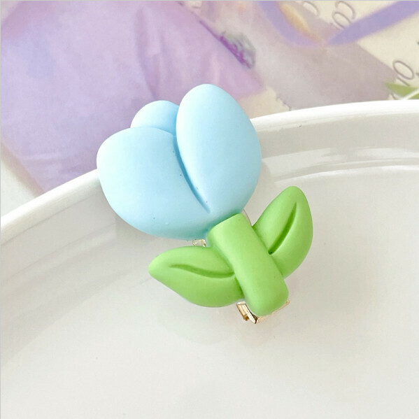Children's candy color flower small hairpin side clip Headwear/Hair Ornament (2 pieces - blue)