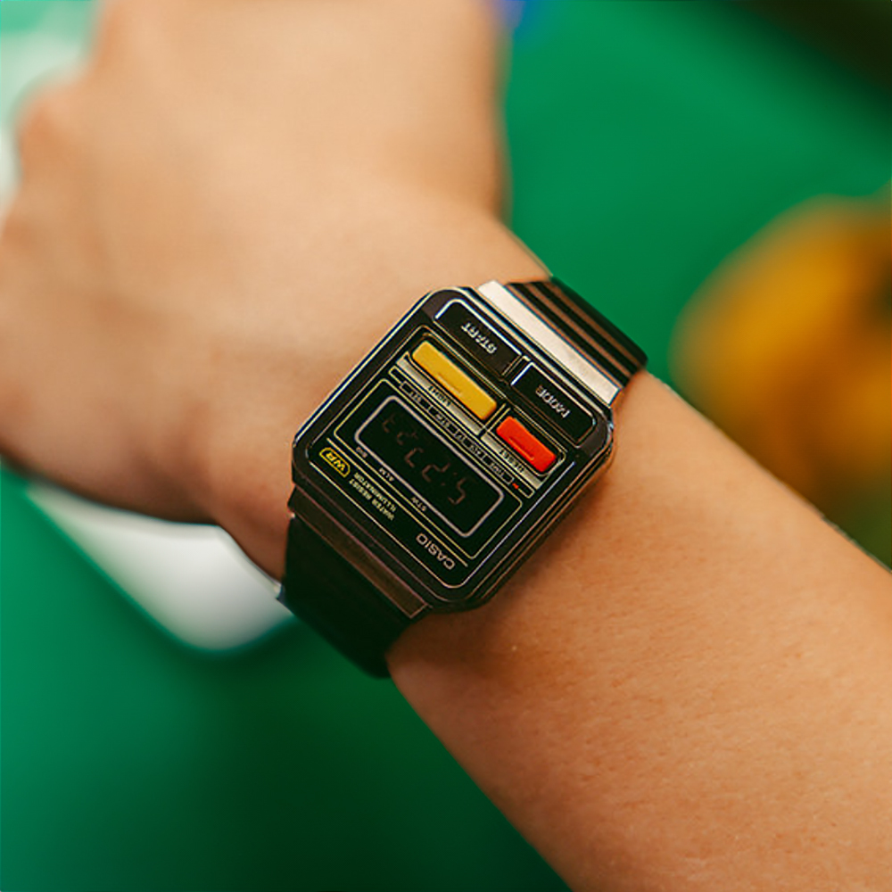 【CASIO 卡西歐】A120WEGG-1B 灰黑百搭 多色按鍵 數位休閒 復古1980 中性百搭 黑紅黃 電子錶 手錶