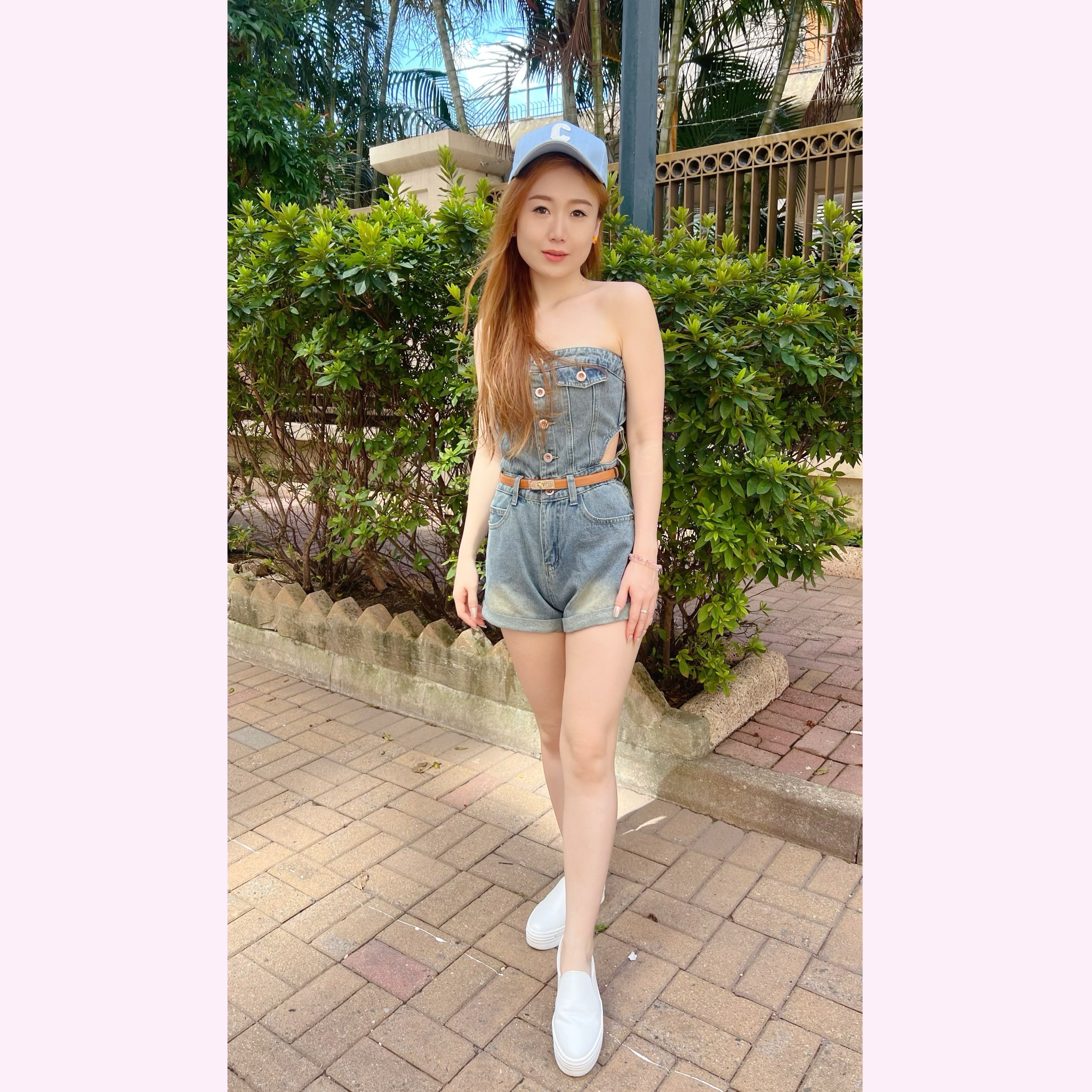 IN STOCK: JS24S0639 一字領休閒性感側窿窿短連身褲