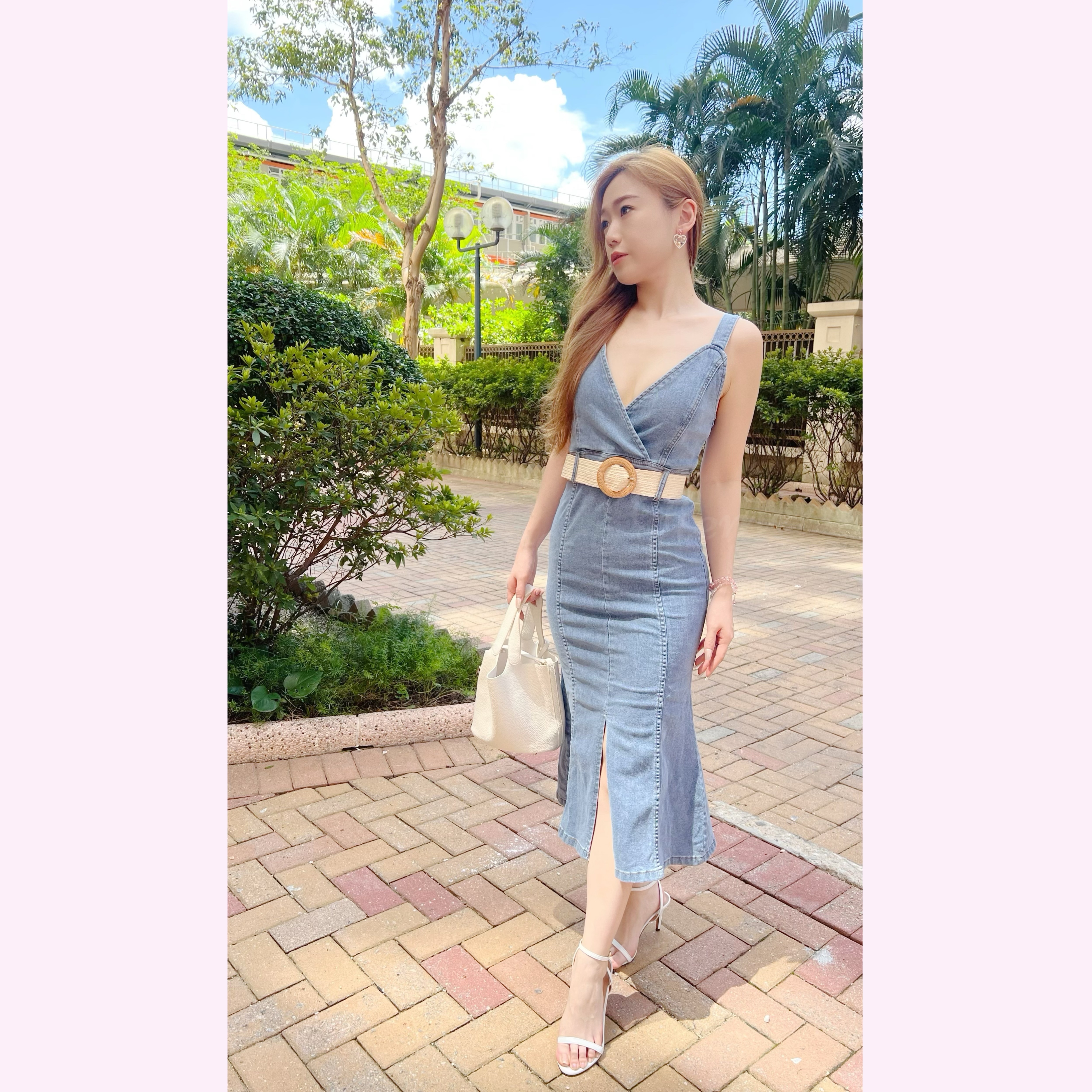 DR24S0640 性感DEEP V中長魚尾中開叉連身裙