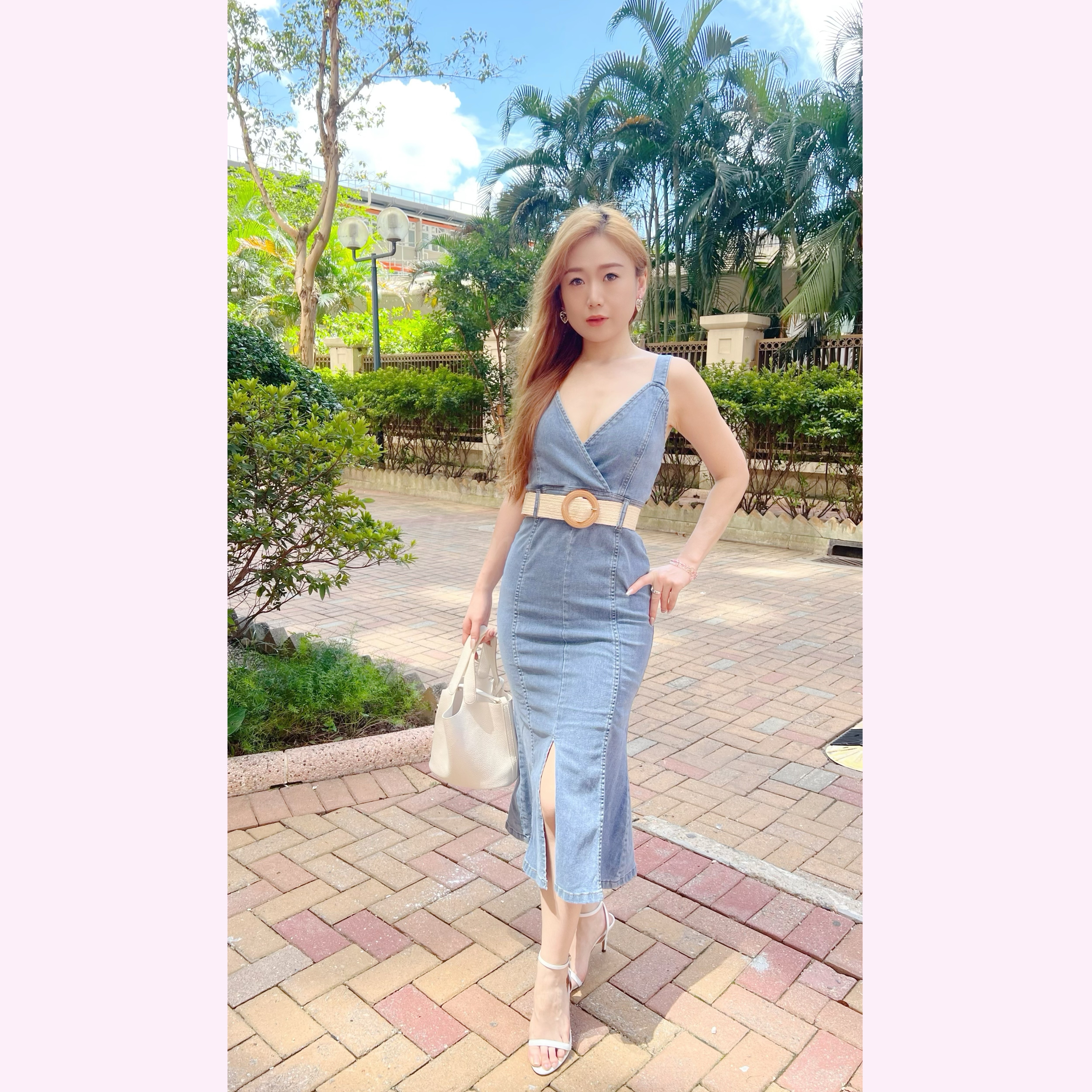 DR24S0640 性感DEEP V中長魚尾中開叉連身裙