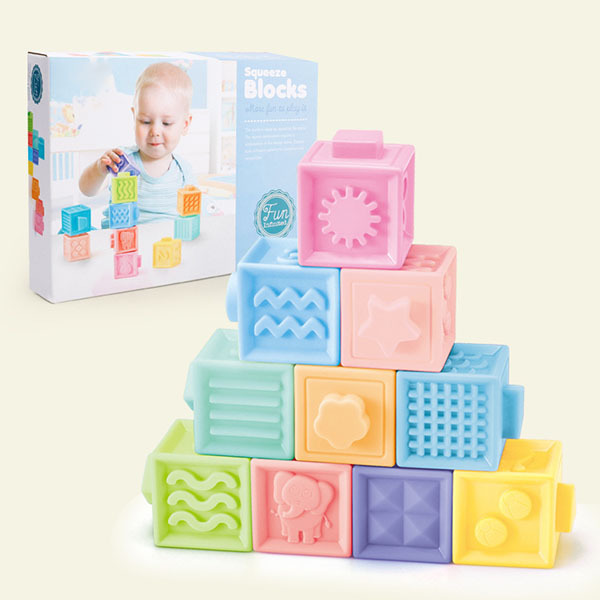 日本JTSK 嬰兒寶寶認知3D浮雕軟膠積木 (P2460)