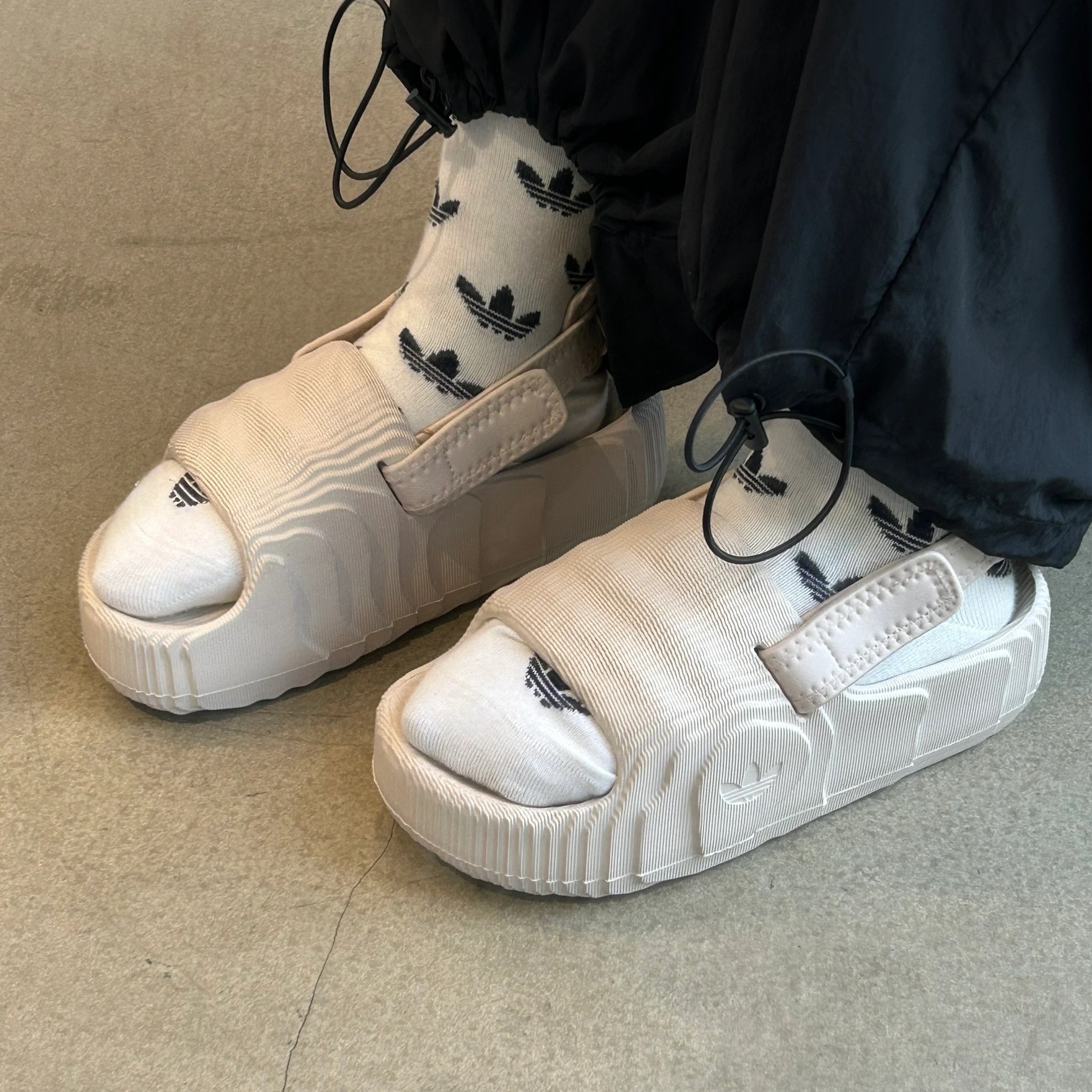 ADIDAS ADILETTE 22 XLG 淡奶茶 可拆式 半拖鞋 涼鞋 厚底 增高 水波紋 石紋 女鞋 IE5651 / 調貨