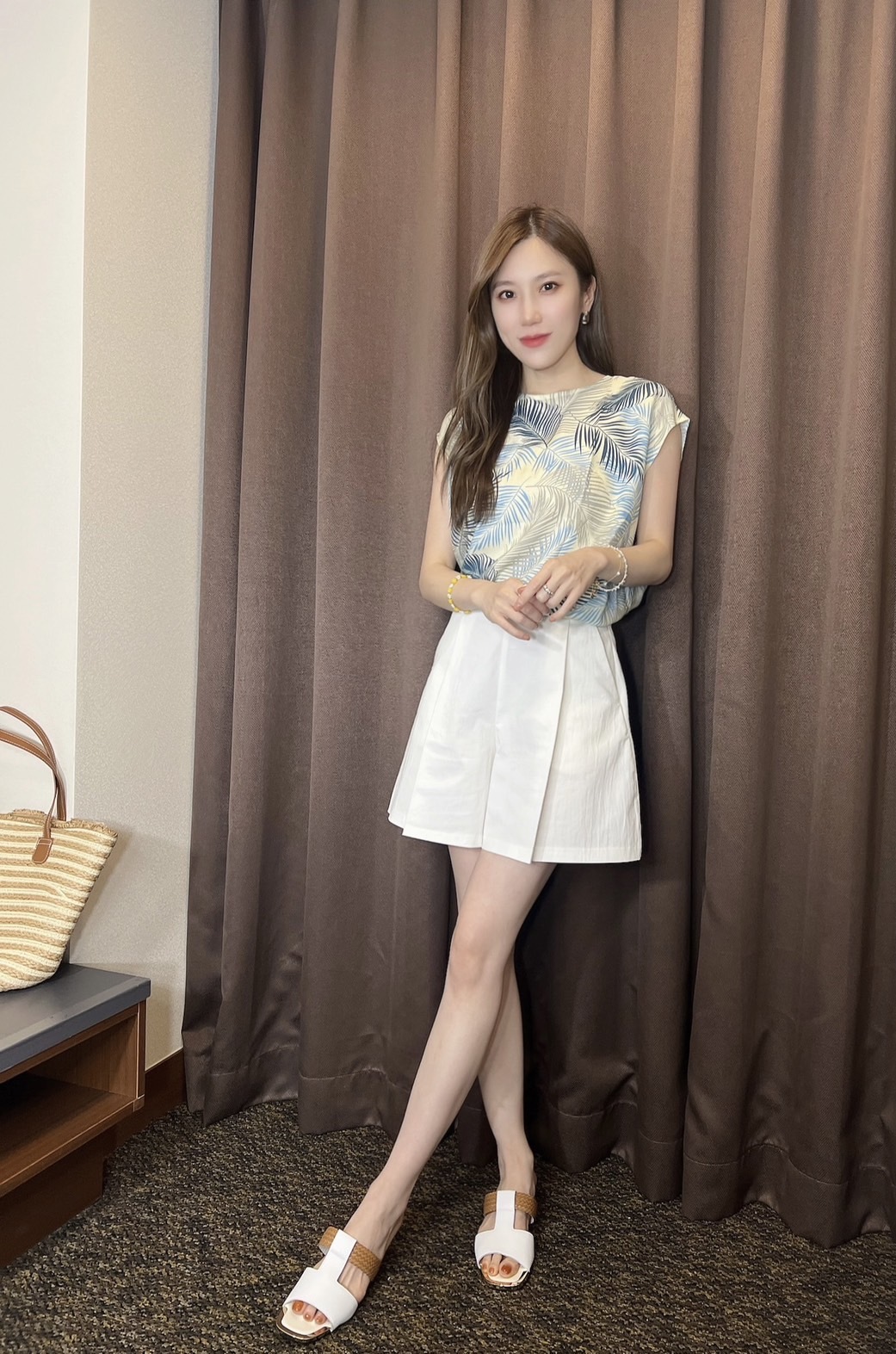 (本期必收)挺料前打褶短褲裙