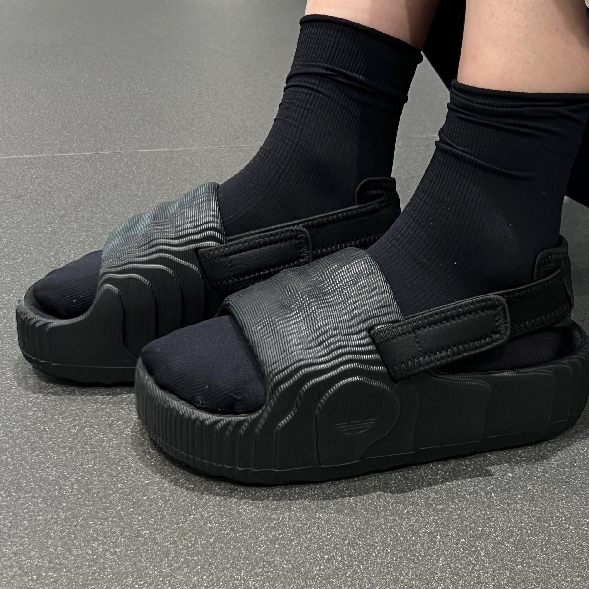 ADIDAS ADILETTE 22 XLG 黑色 可拆式 半拖鞋 涼鞋 厚底 增高 水波紋 石紋 女鞋 IE5649 / 調貨