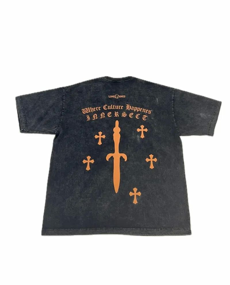 [現貨] LONEONES X INNERSECT Washed Black Tee Orange