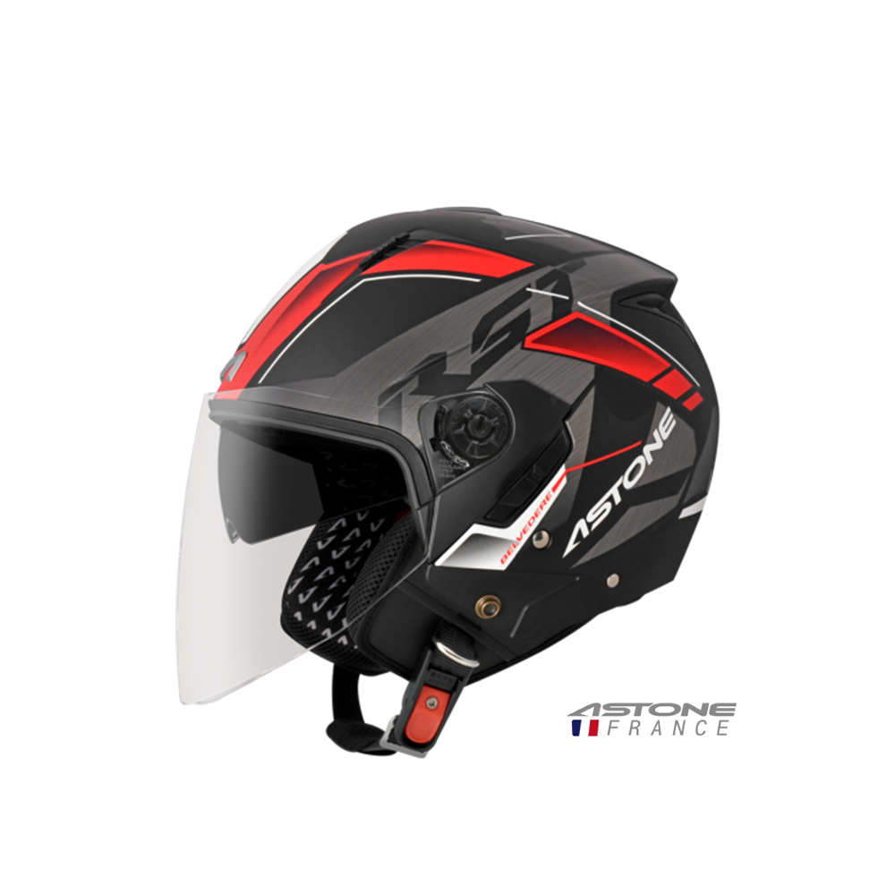 ASTONE RST 205 彩繪 AQ9 半罩式安全帽 平黑紅