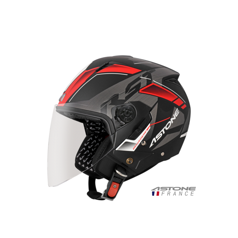 ASTONE RST 205 彩繪 AQ9 半罩式安全帽 平黑紅