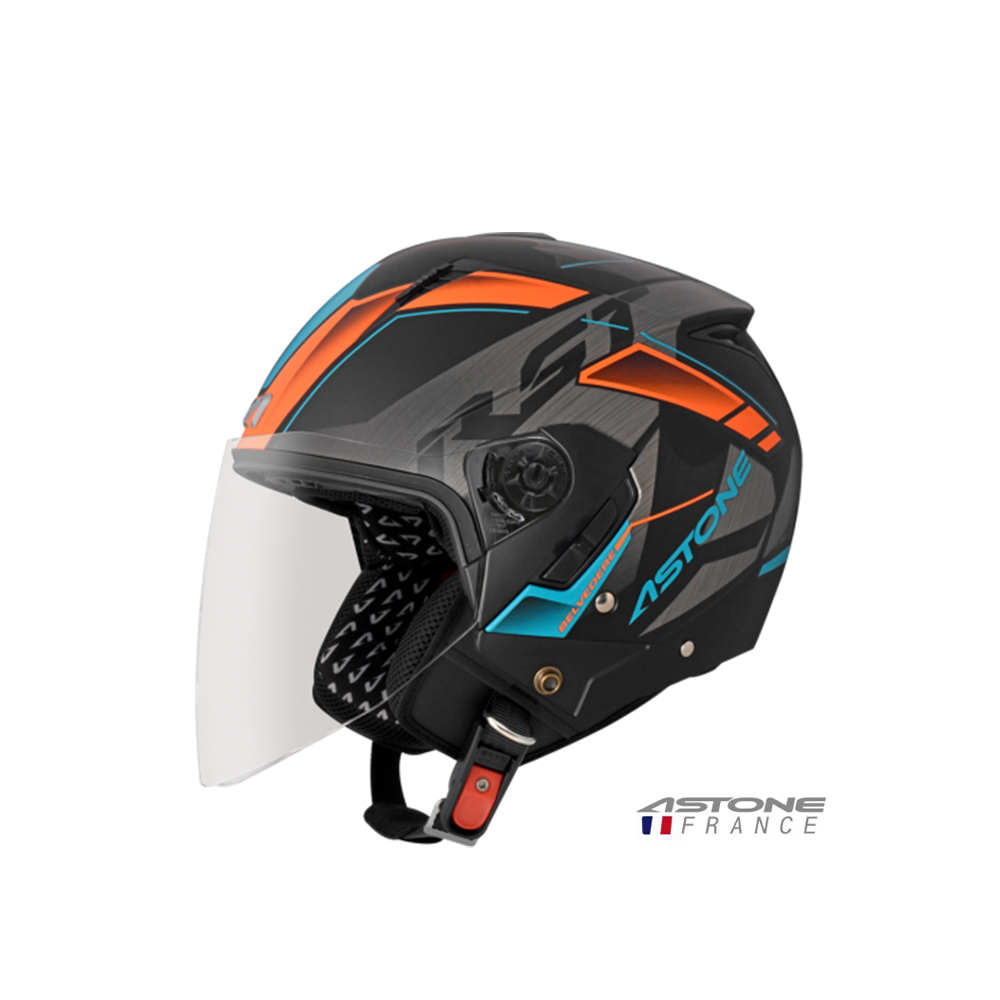 ASTONE RST 205 彩繪 AQ9 半罩式安全帽 平黑橘