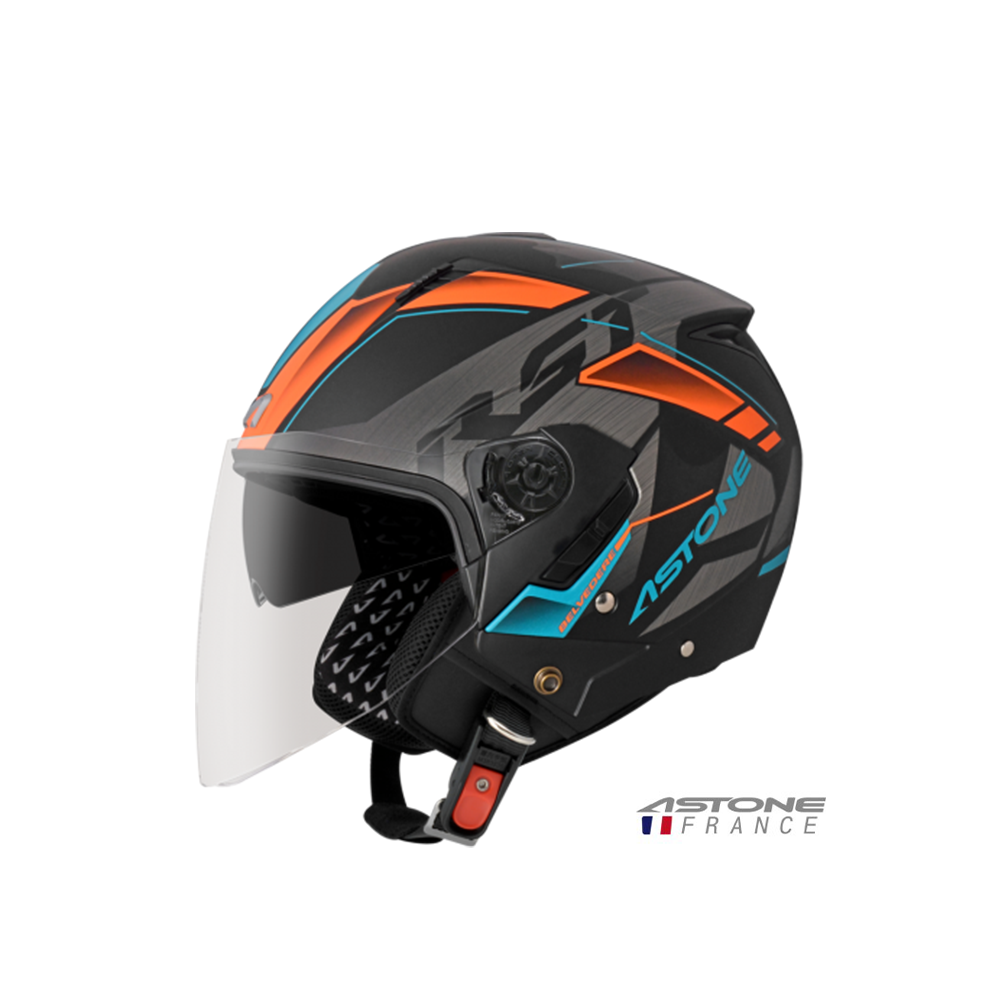 ASTONE RST 205 彩繪 AQ9 半罩式安全帽 平黑橘