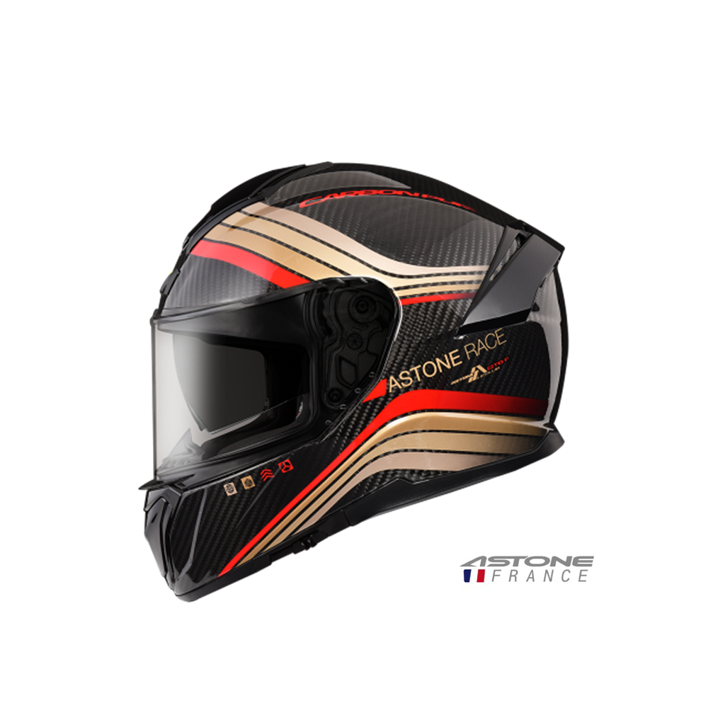 ASTONE GT6F YA1 透明碳纖 彩繪 全罩安全帽 紅金