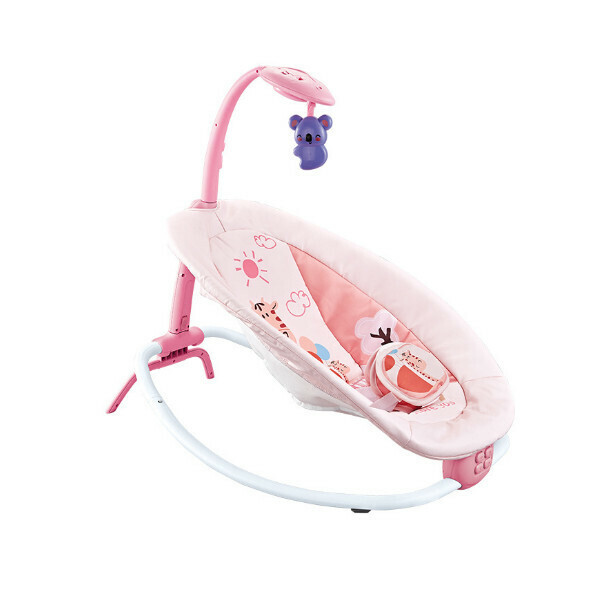 New baby multifunctional folding rocking chair, music vibrating seat, cradle projection [pink]