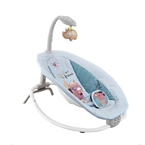 New baby multifunctional folding rocking chair, music vibrating seat, cradle projection [deep space gray]