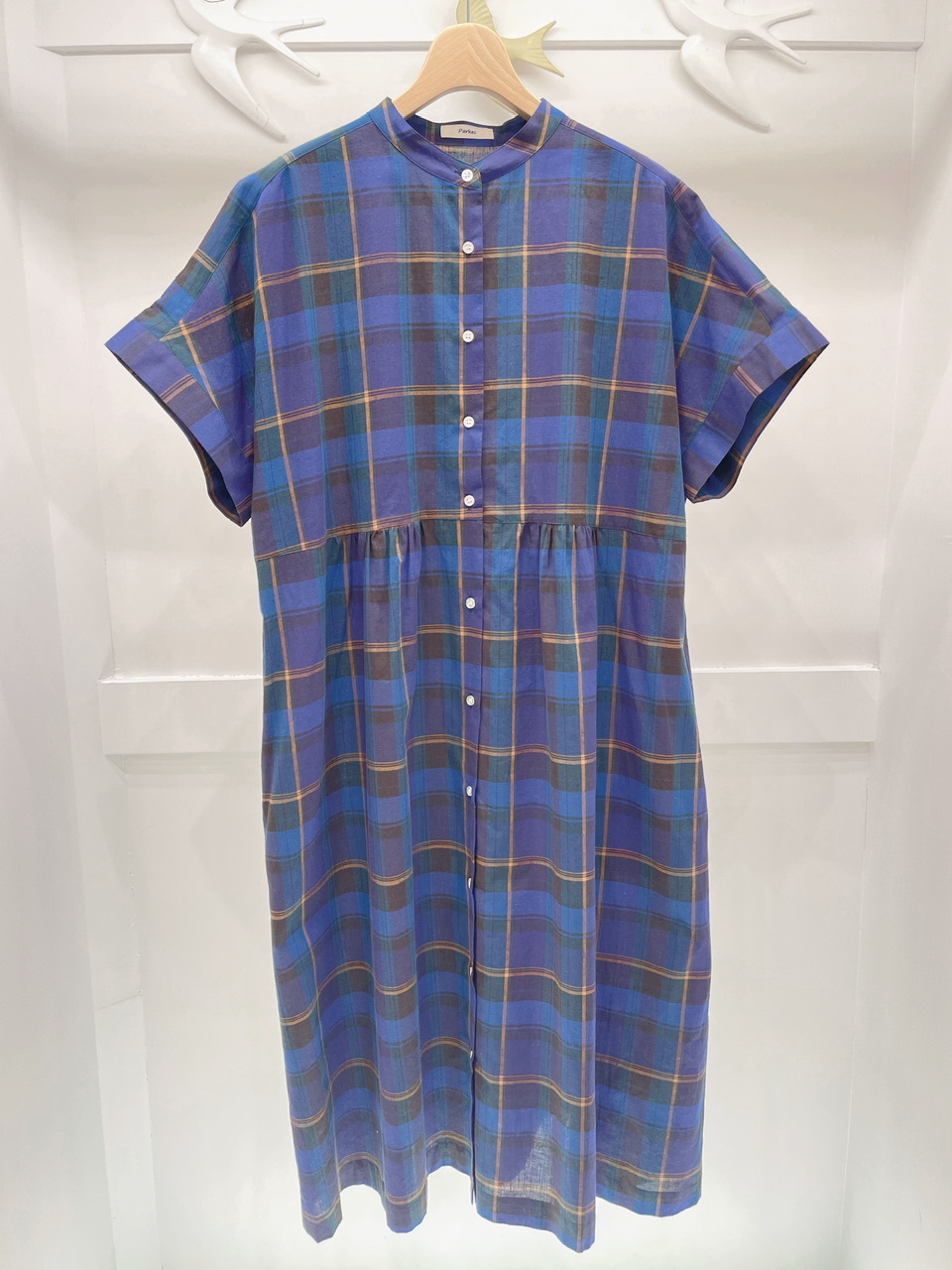 格紋短袖襯衫洋裝