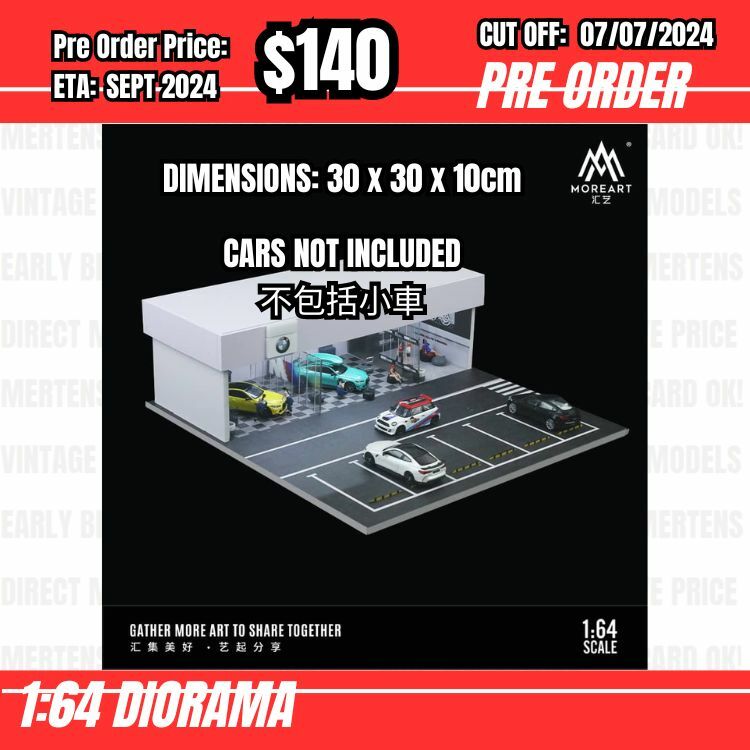 PO-$140 * Moreart * 1:43 Diorama - Modification Shop BMW (30 x 30 x 10cm) [OD29/06]