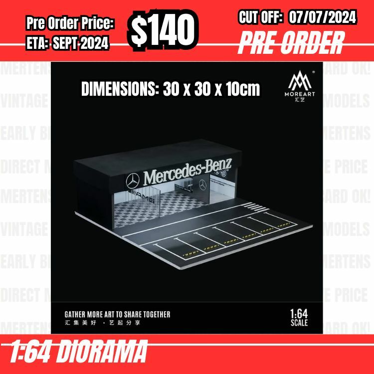 PO-$140 * Moreart * 1:64 Diorama - Modification Shop Mercedes Benz (30 x 30 x 10cm) [OD29/06]