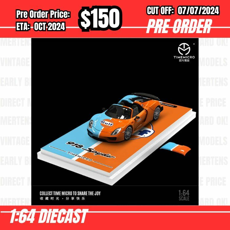 PO-$150 * Time Micro * 1:64 Porsche 918 Spyder Gulf [OD29/06]