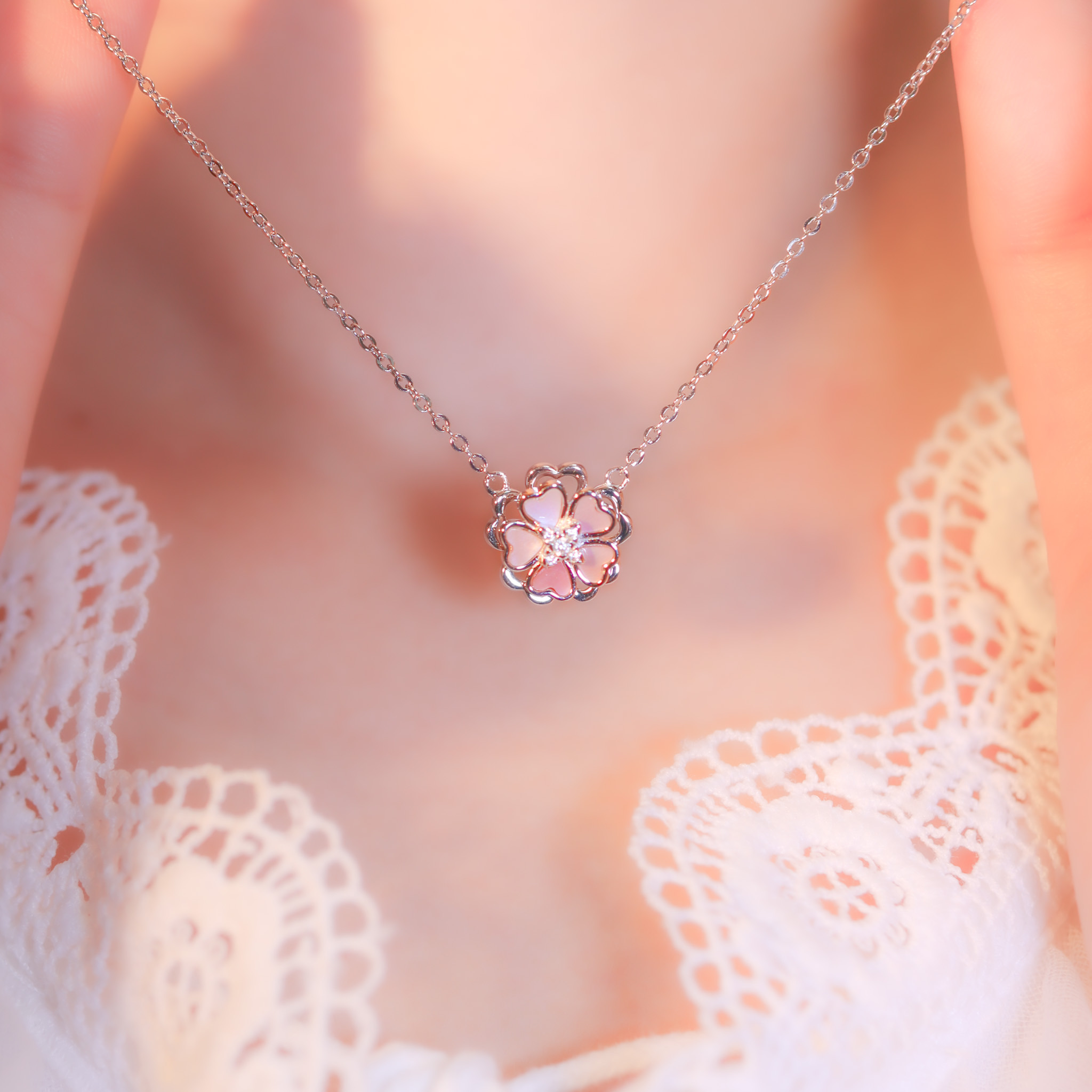 | 925 Silver・White Gold・Rose Gold | All About Sakura Necklace 2.0（Silver / Rose Gold） | NE1166 |