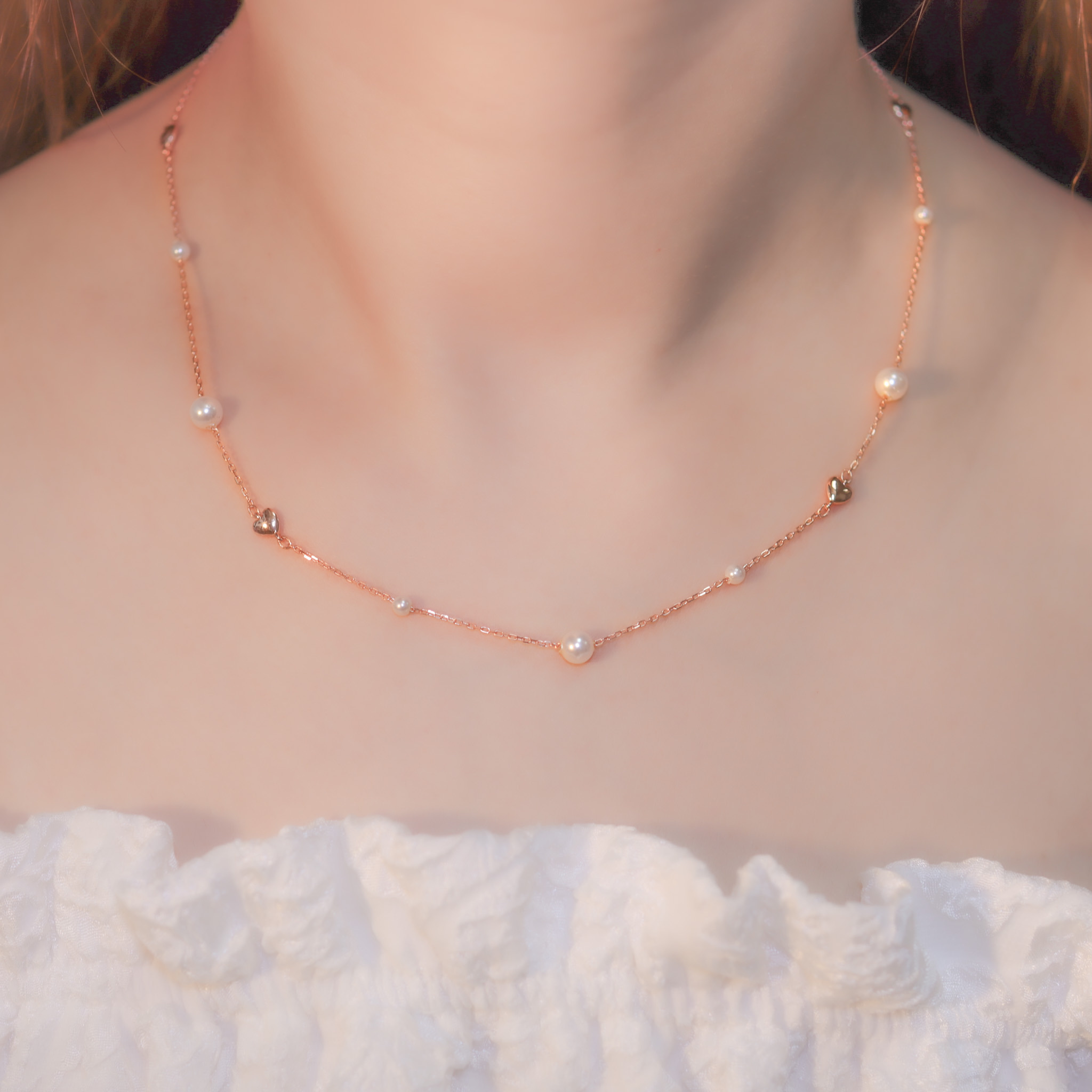 | 925 Silver・Rose Gold・Pearl | Precious Love Necklace | NE1172 |