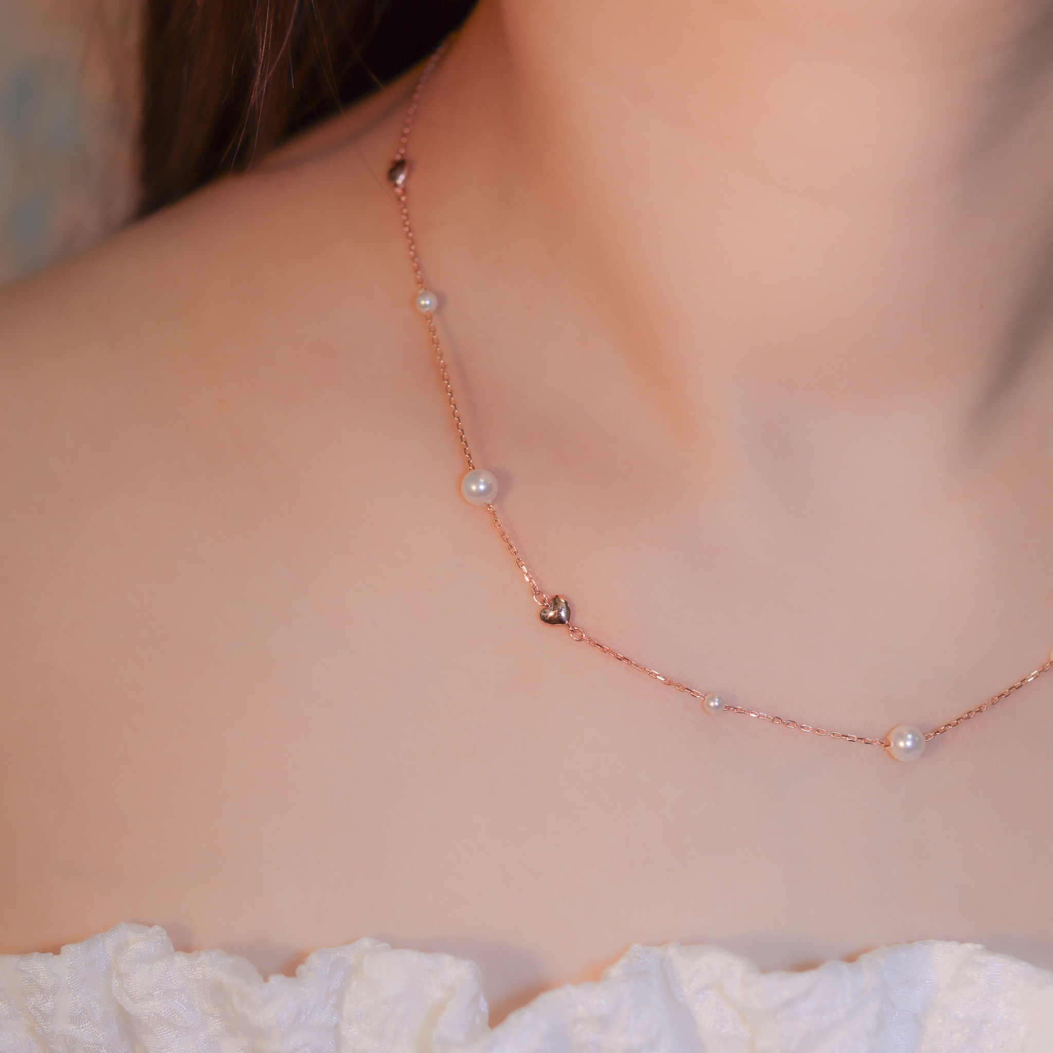| 925 Silver・Rose Gold・Pearl | Precious Love Necklace | NE1172 |