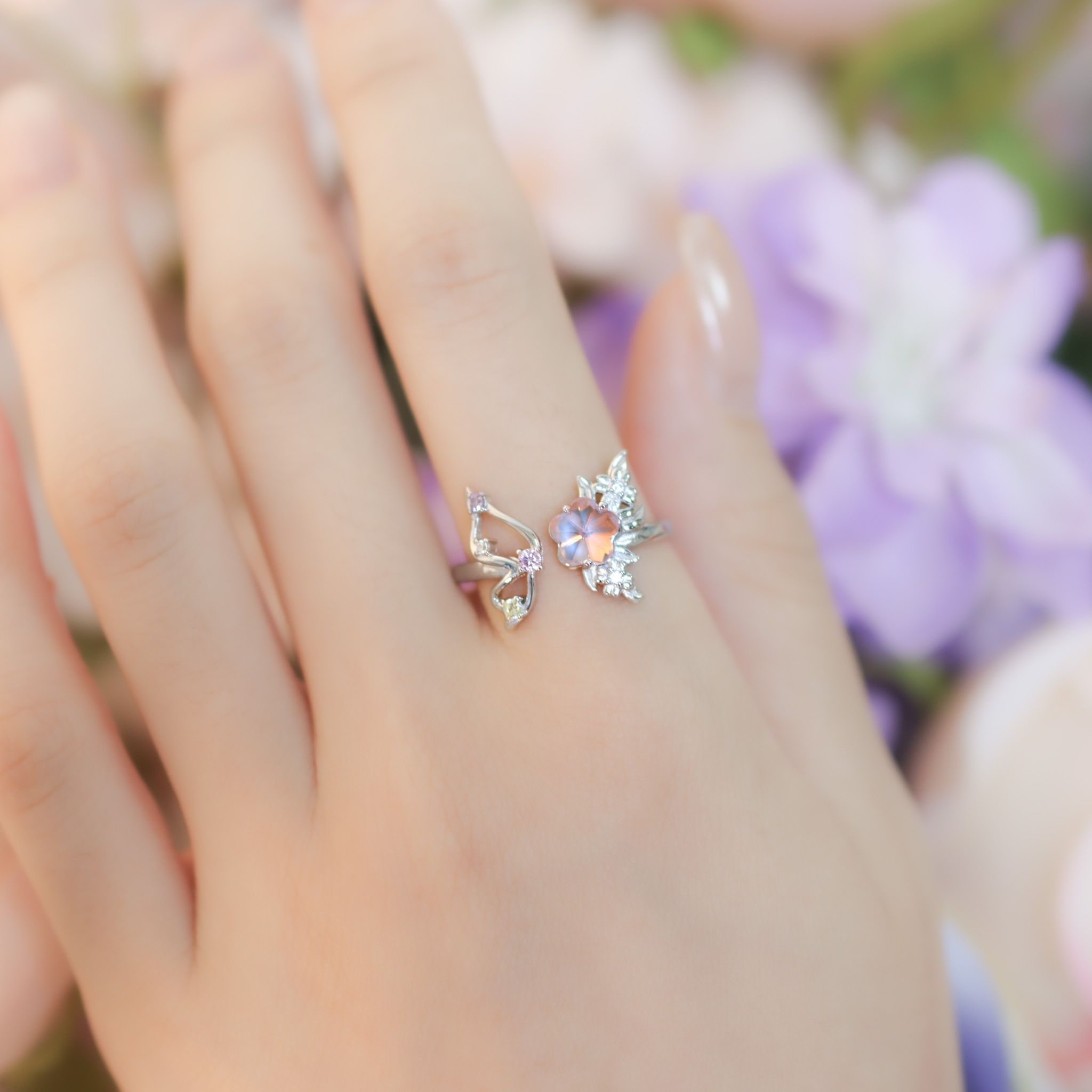 | 925 Silver・ White Gold・Glass Stone  | Butterfly Dream Ring | RI0689 |