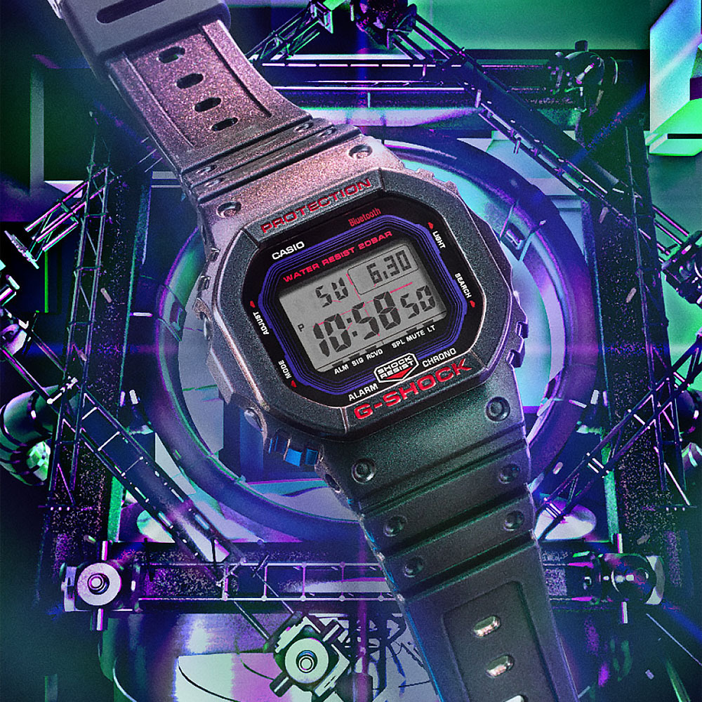 【CASIO 卡西歐】 G-SHOCK DW-B5600AH-6 生存遊戲 虛幻變色 耐衝擊 石英 腕錶 手錶