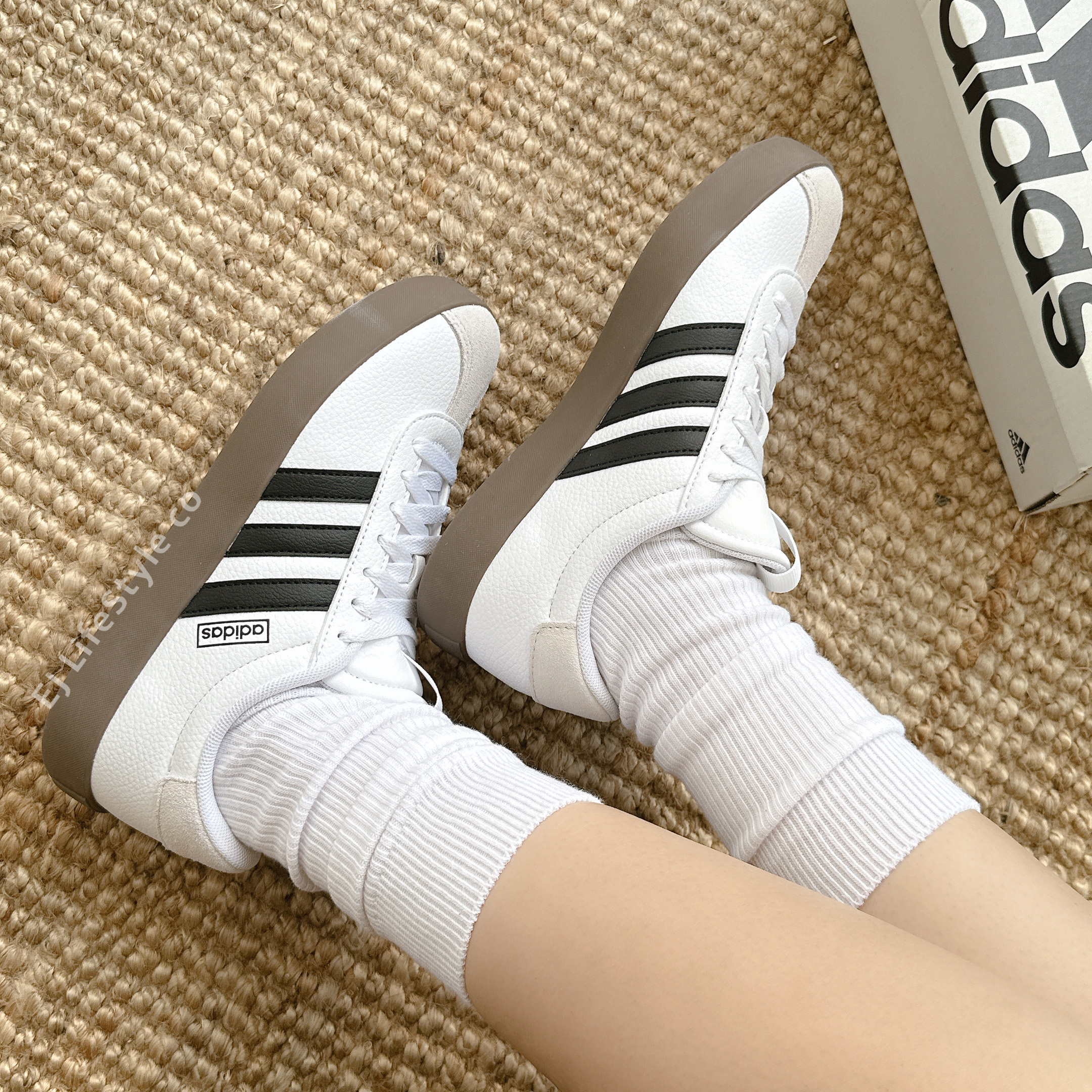 ADIDAS NEO VL COURT 3.0 白黑 荔枝皮 仿皮革 焦糖底 男女鞋 ID8797 / 預購
