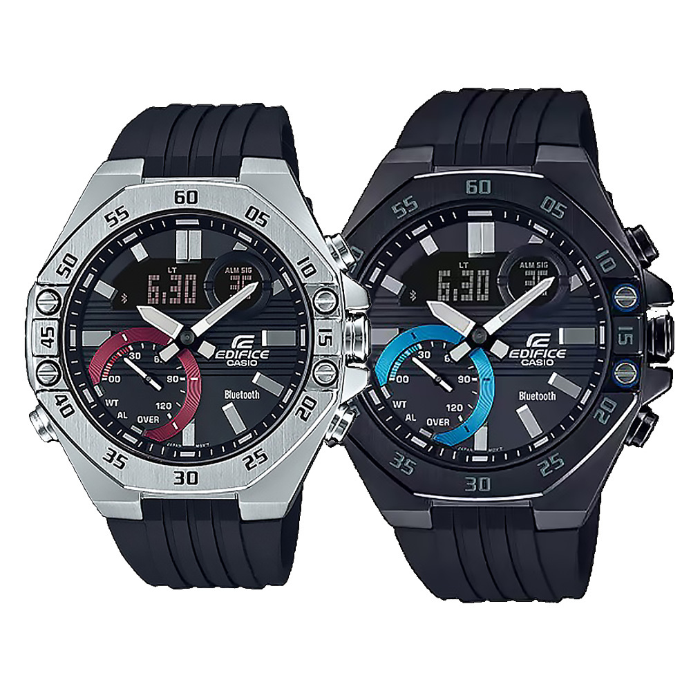 【CASIO 卡西歐】 Edifice ECB-10P ECB-10PB 手機連接八角賽車旅遊 樹脂 石英腕錶 手錶(世界時間)