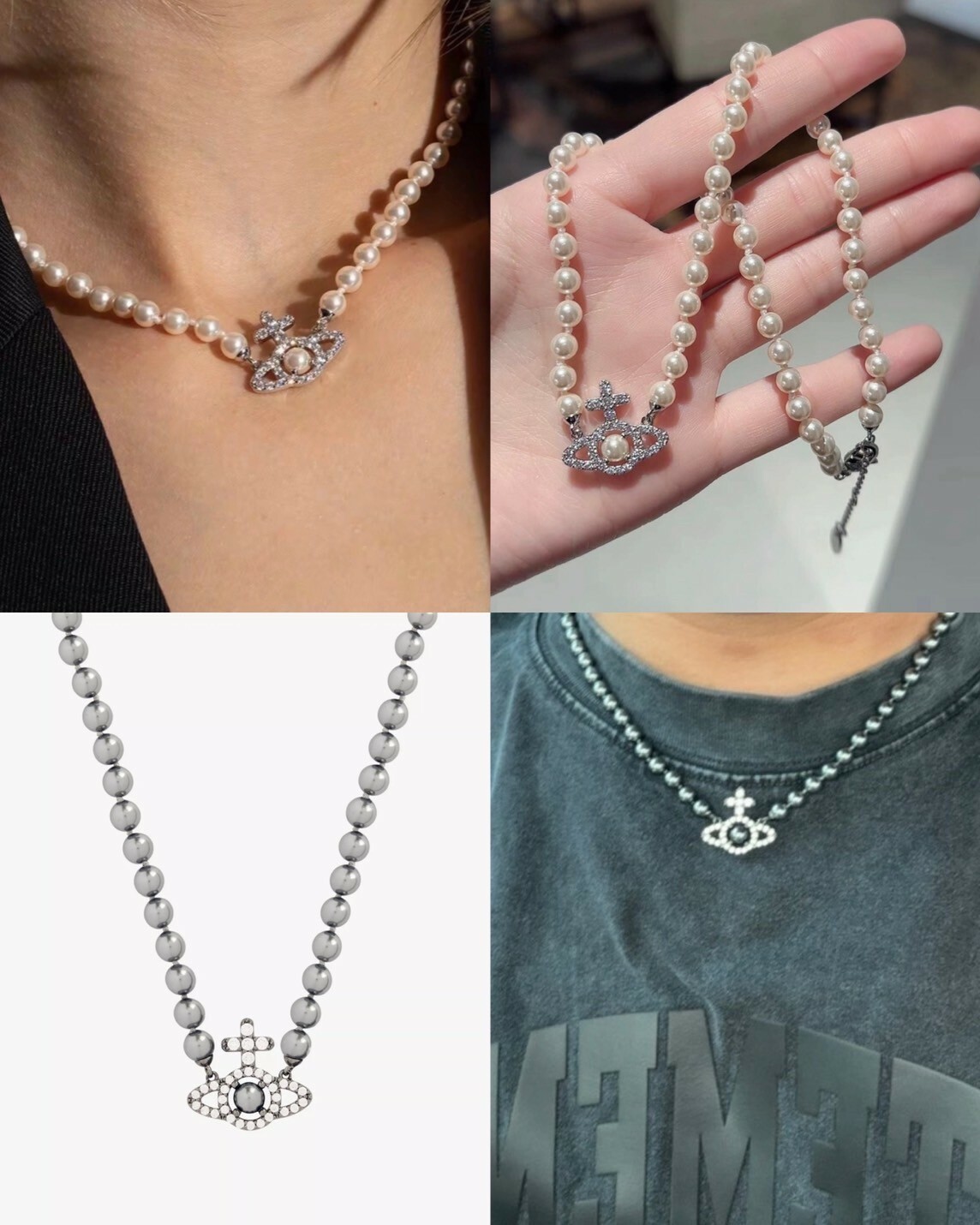 Vivienne Westwood 十字土星Logo 珍珠項鍊 男女同款情侶款 西太后 Olympia