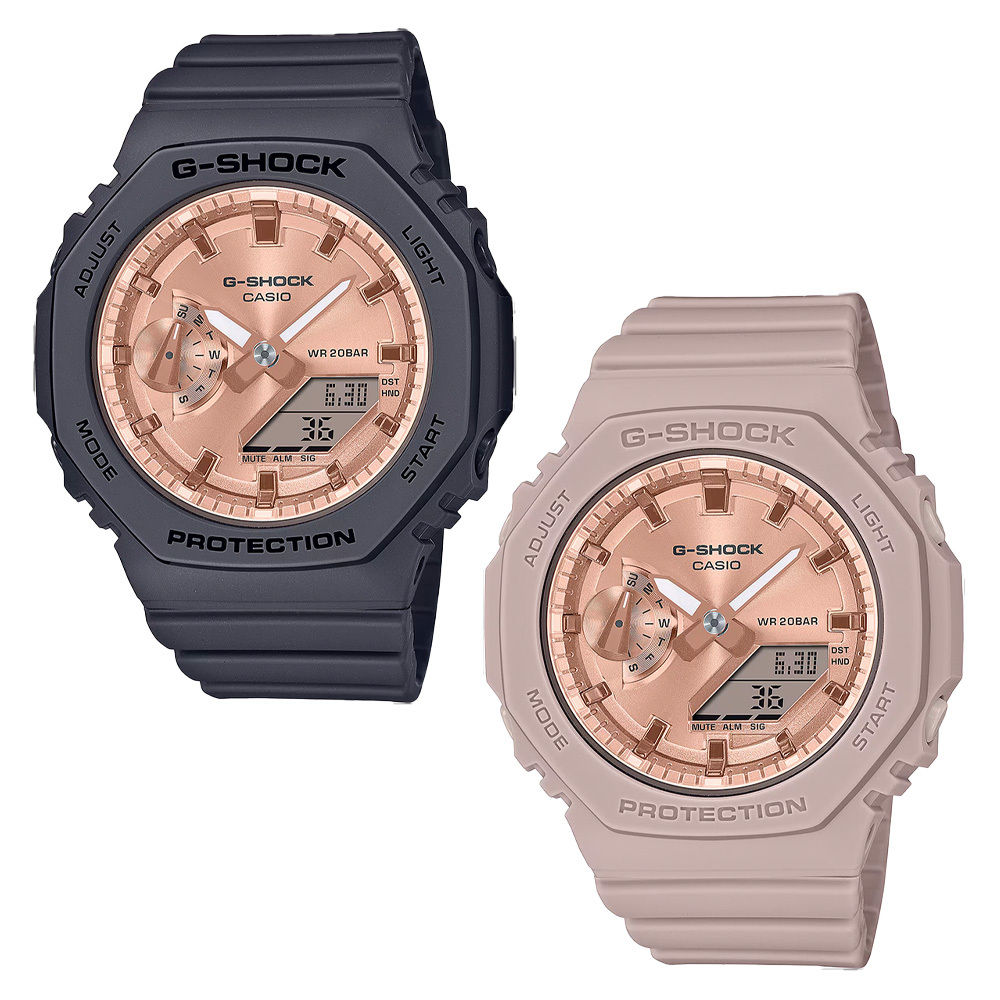 【CASIO 卡西歐】 GShock GMA-S2100MD 農家橡樹 世界時間 運動雙顯 雅致 玫瑰金 手錶