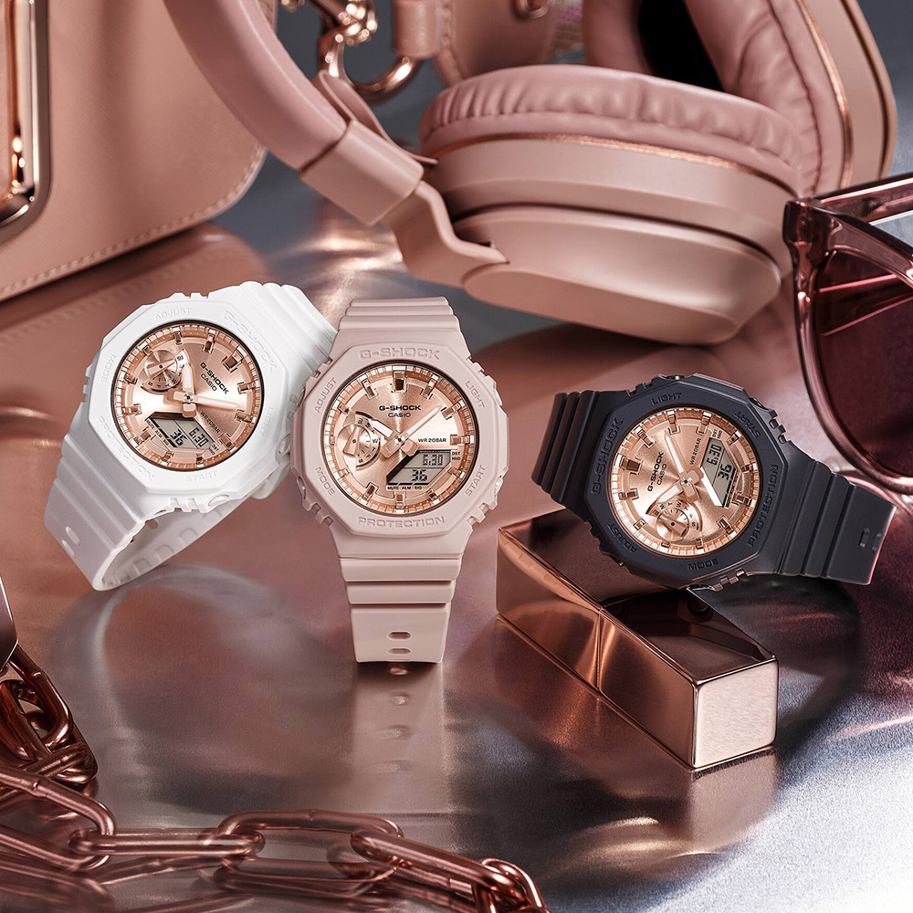 【CASIO 卡西歐】 GShock GMA-S2100MD 農家橡樹 世界時間 運動雙顯 雅致 玫瑰金 手錶