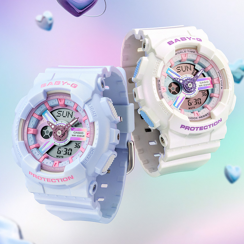 【CASIO 卡西歐】 BABY-G BA-110FH 計時碼錶 LED 夢幻炫彩時尚 人魚珠光 電子錶 手錶