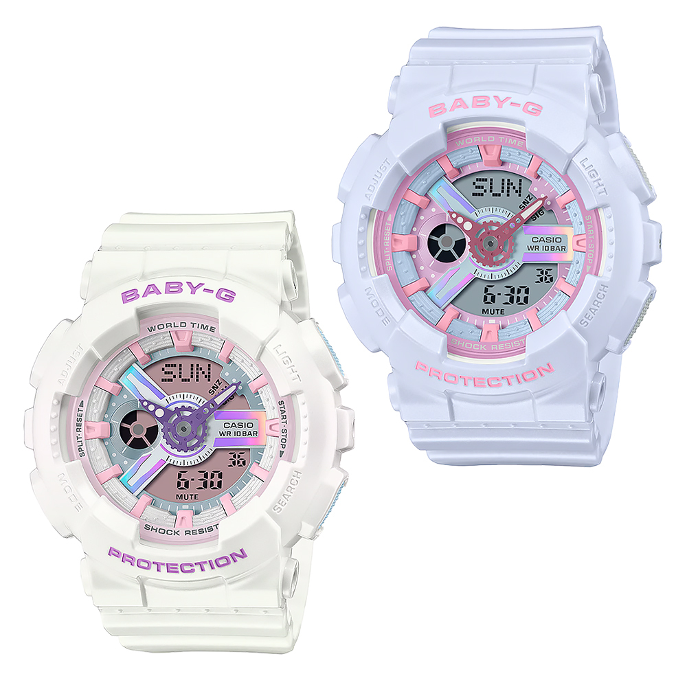 【CASIO 卡西歐】 BABY-G BA-110FH 計時碼錶 LED 夢幻炫彩時尚 人魚珠光 電子錶 手錶