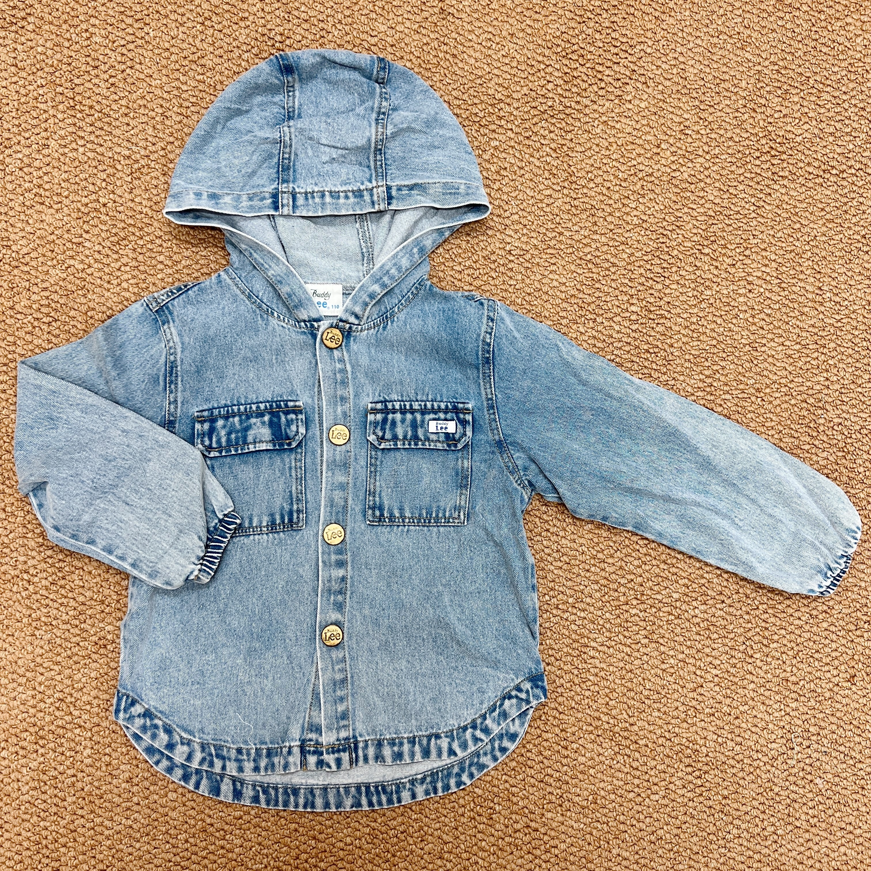 💙日單 𝐁𝐮𝐝𝐝𝐲 𝐋𝐞𝐞 復古做舊擦色連帽牛仔外套