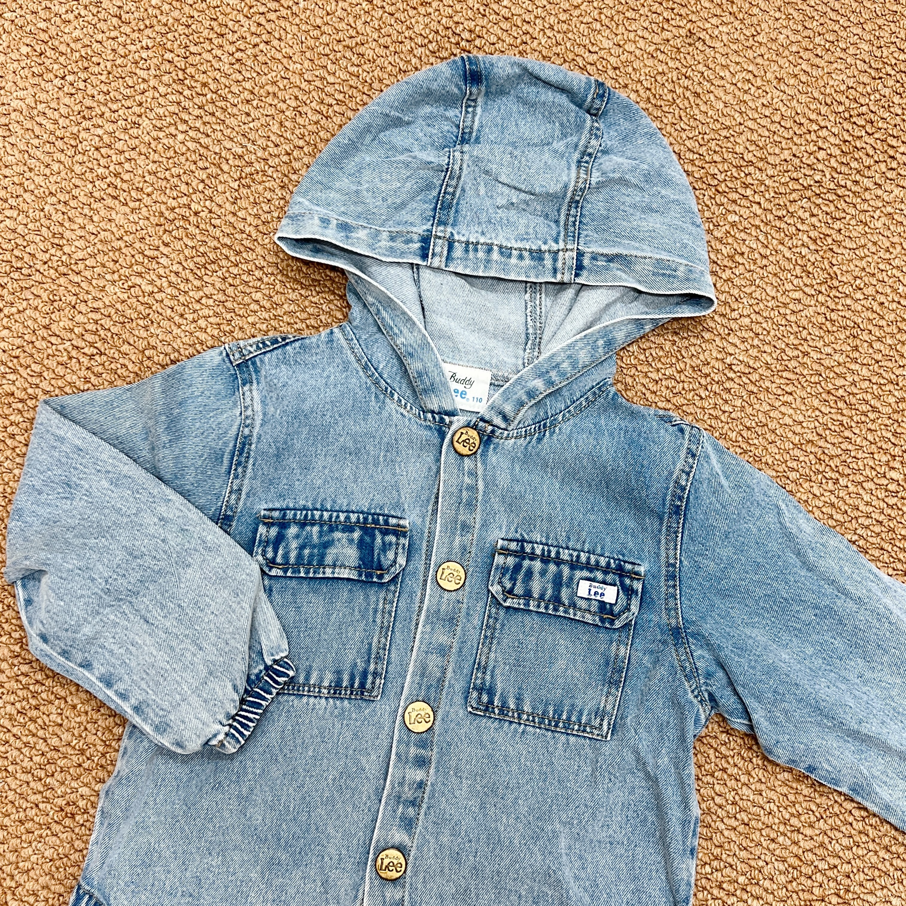 💙日單 𝐁𝐮𝐝𝐝𝐲 𝐋𝐞𝐞 復古做舊擦色連帽牛仔外套