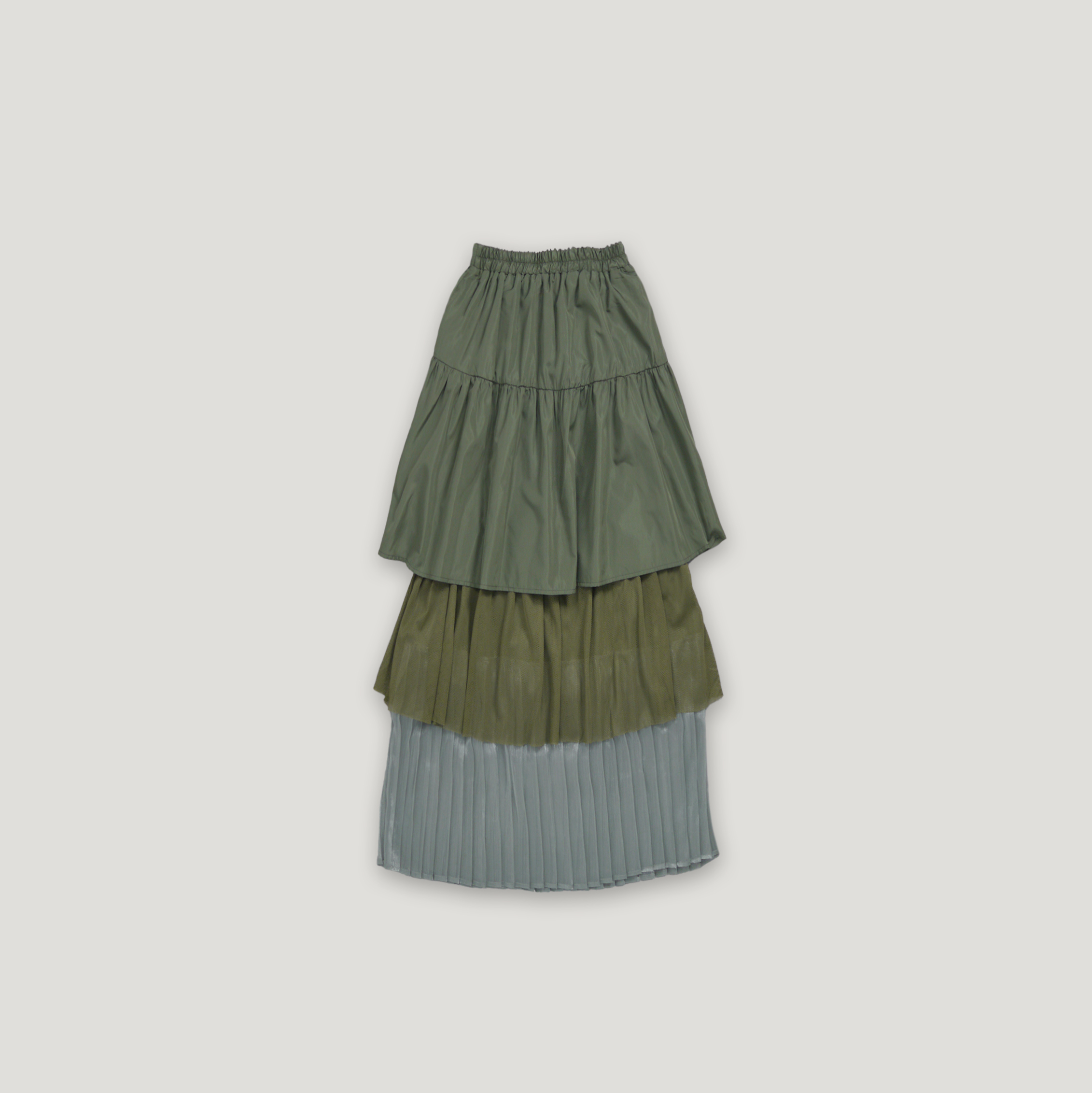 J.P.L. 高腰塔夫綢裁接層疊圓裙 ╭ 2色 ╮