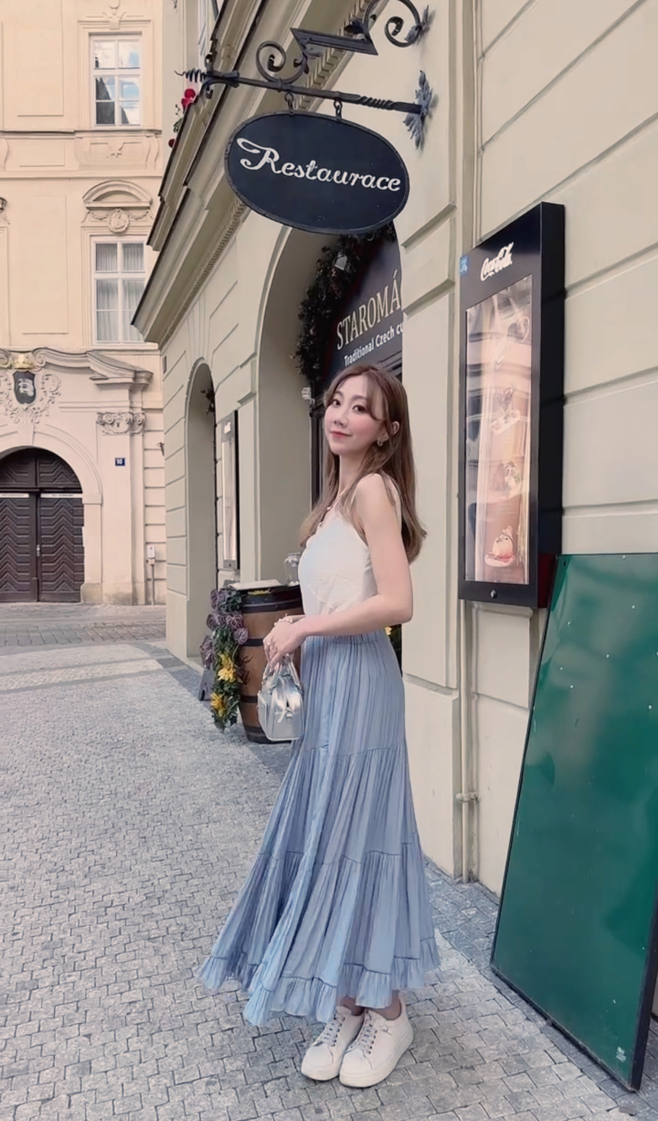 MADE BY BJ2 SERIES* THE LAYERED RUFFLE MAXI DRESS IN ASH BLUE 2024