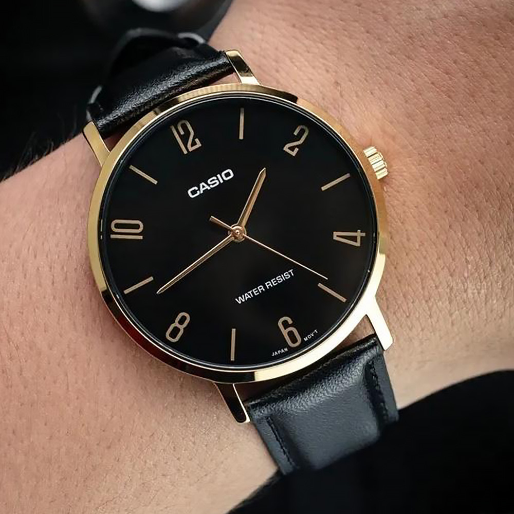 【CASIO 卡西歐】MTP-VT01GL 簡約質感 易讀螢幕 簡易設定 大錶面 經典皮革 腕錶 手錶