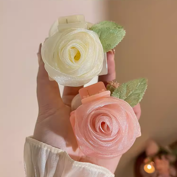 [2 FOR RM10] Korean Style Mesh Rose Mini Hair Claw