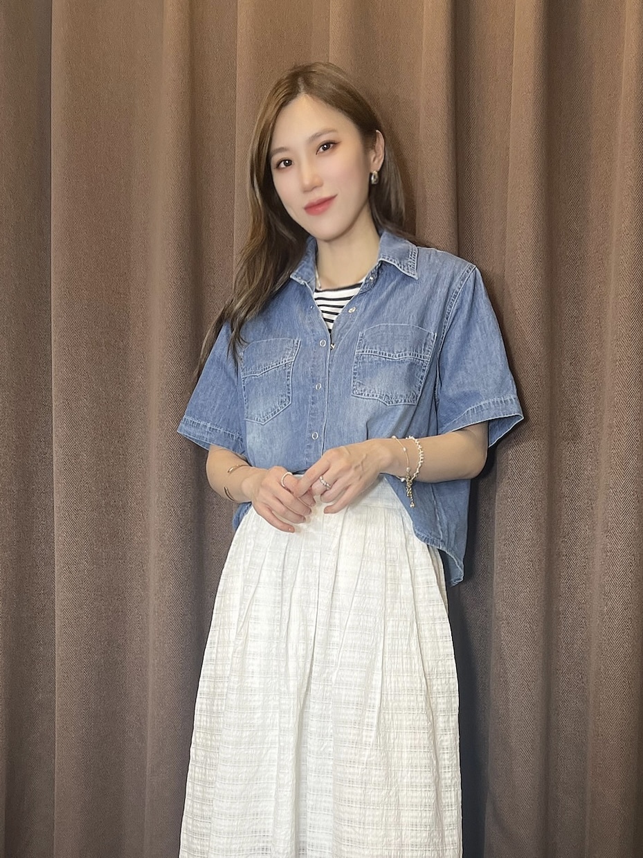 短袖牛仔翻領襯衫