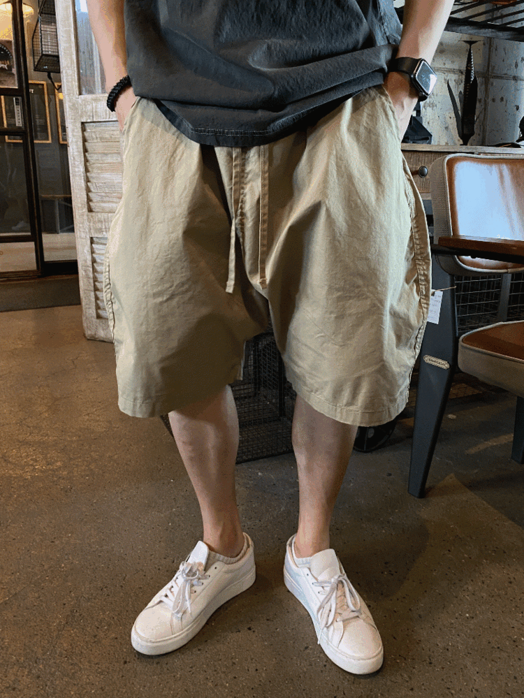 夏季CN雙褶氣球寬鬆短褲