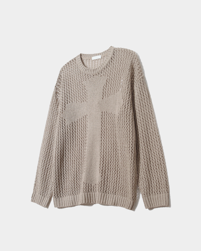 十字架透視針織衫上衣