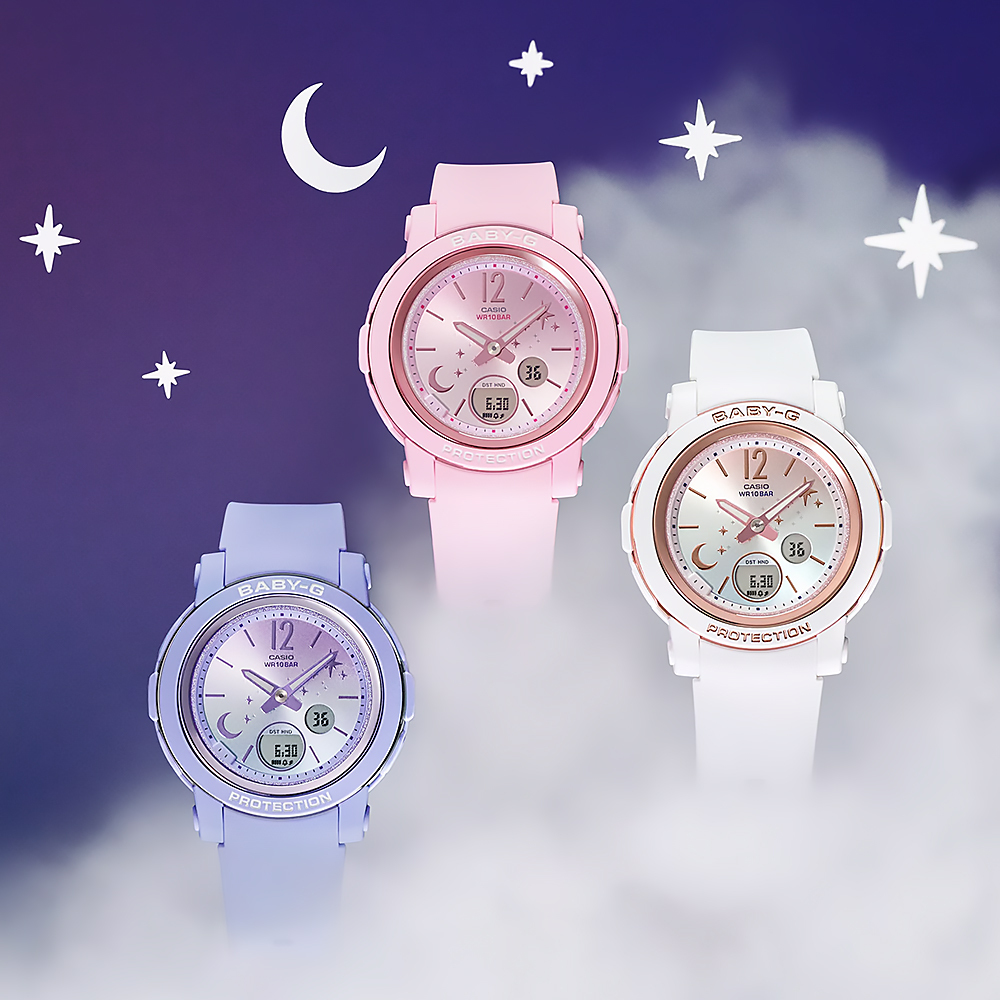 【CASIO 卡西歐】 BABY-G BGA-290DS 漸層閃耀星光 溫柔清新 世界時間 耐衝擊 數位雙顯 手錶 41.5mm