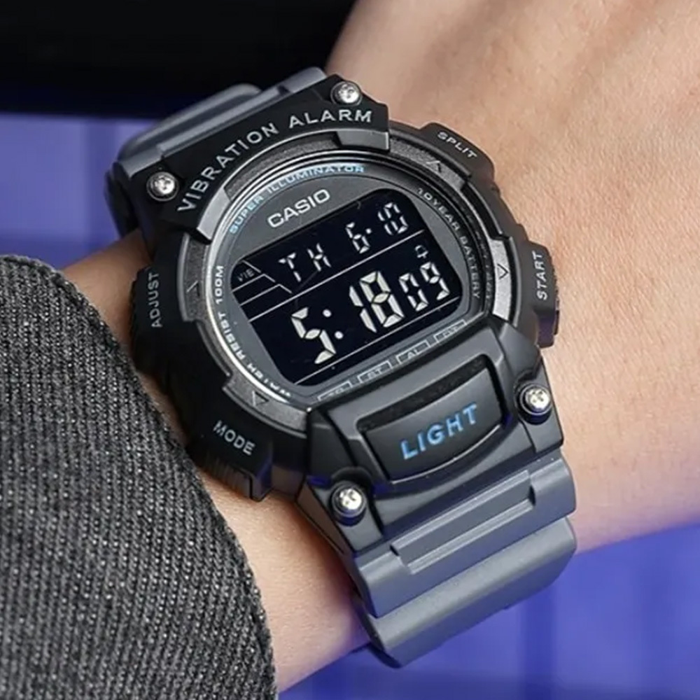 【CASIO 卡西歐】 W-736H-8BV 復古懷舊 圓形中性 計時碼錶 LED背光 電子錶 47mm