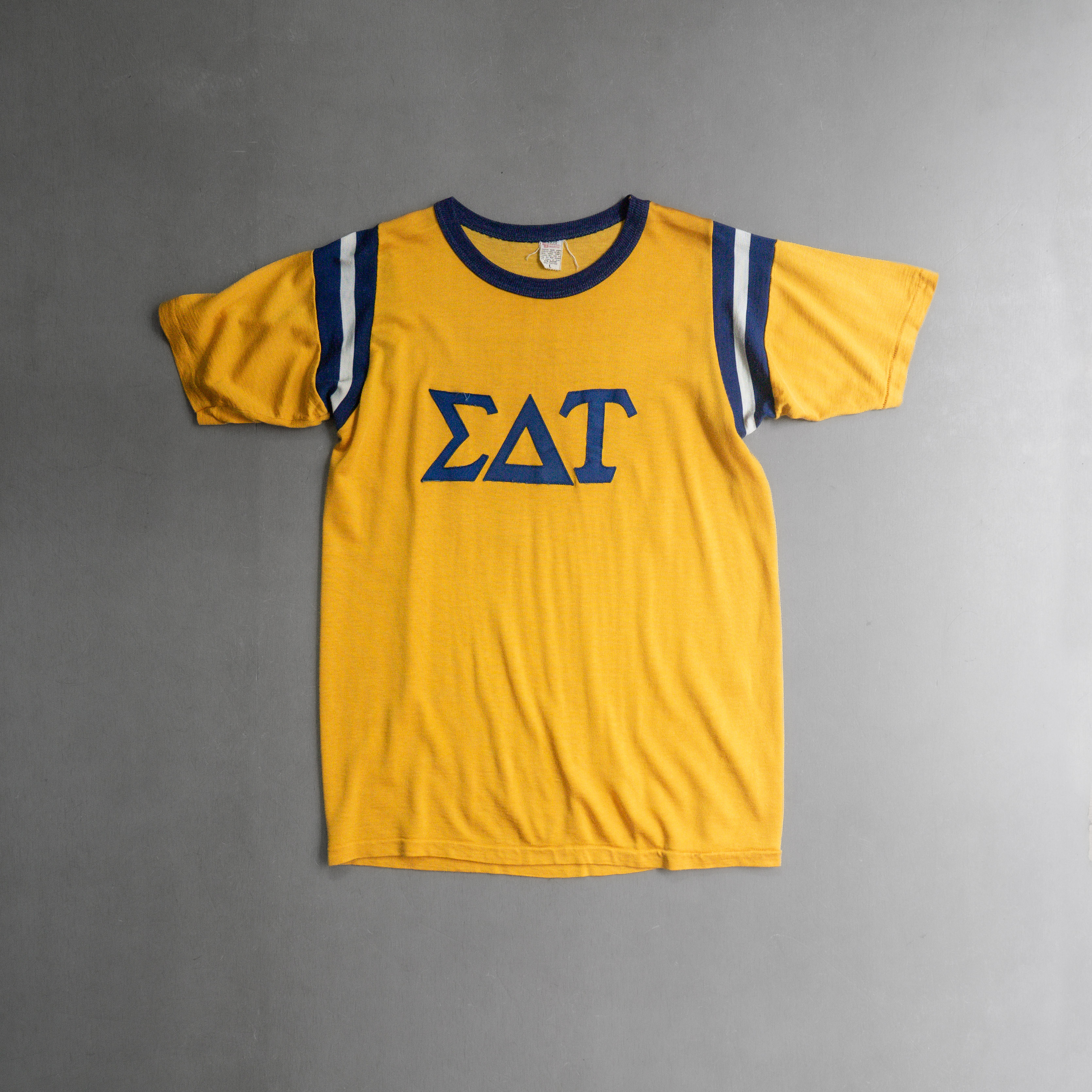 70S SOUTHERN ATHLETIC TEE 美國製 藍黃 嫘縈 滾邊 兄弟會 背號 短袖 T恤