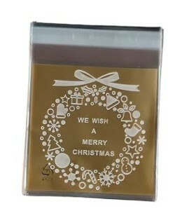 [ 包裝材料 ] 自黏袋 金色花圈 (10X11cm) 原裝100入/包