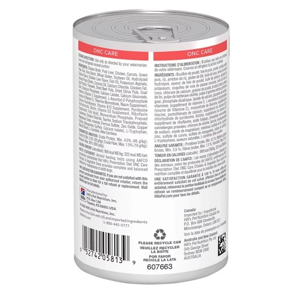 希爾思處方食品犬用 腫瘤營養照護護配方 雞肉及蔬菜罐頭 12.5安士 (24罐1盤) 607663