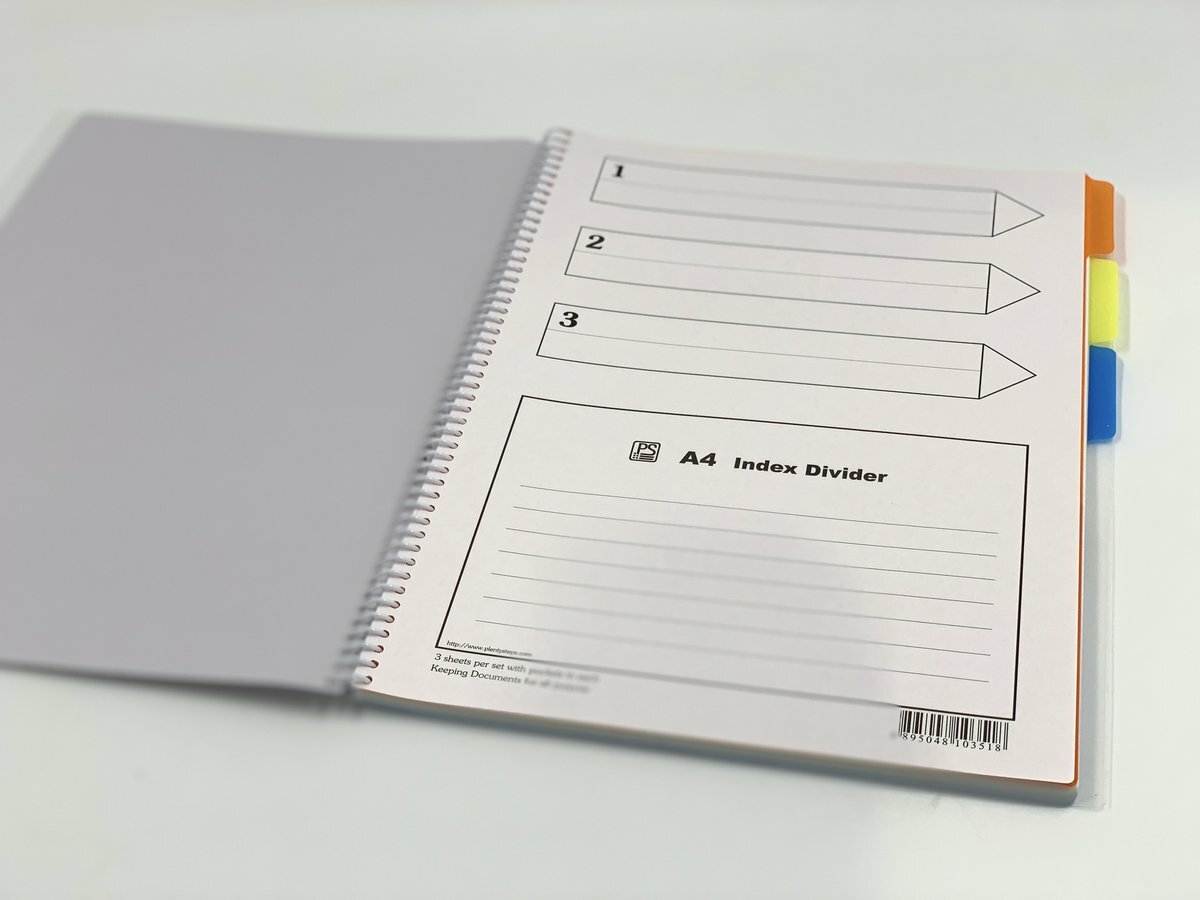 #10158 A4 螺旋圈裝膠面3分頁筆記簿 - 1本 ※封面顏色隨機發貨※