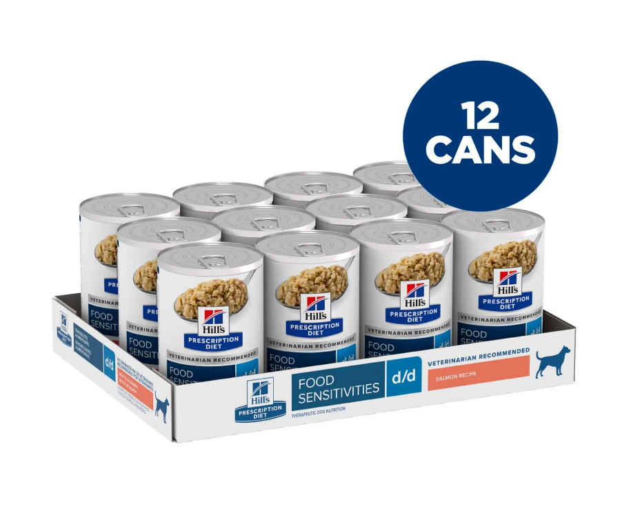 希爾思處方食品 - D/D 犬用食物/皮膚敏感護理配方罐頭 (三文魚味) 13oz (12cans/tray) 7004