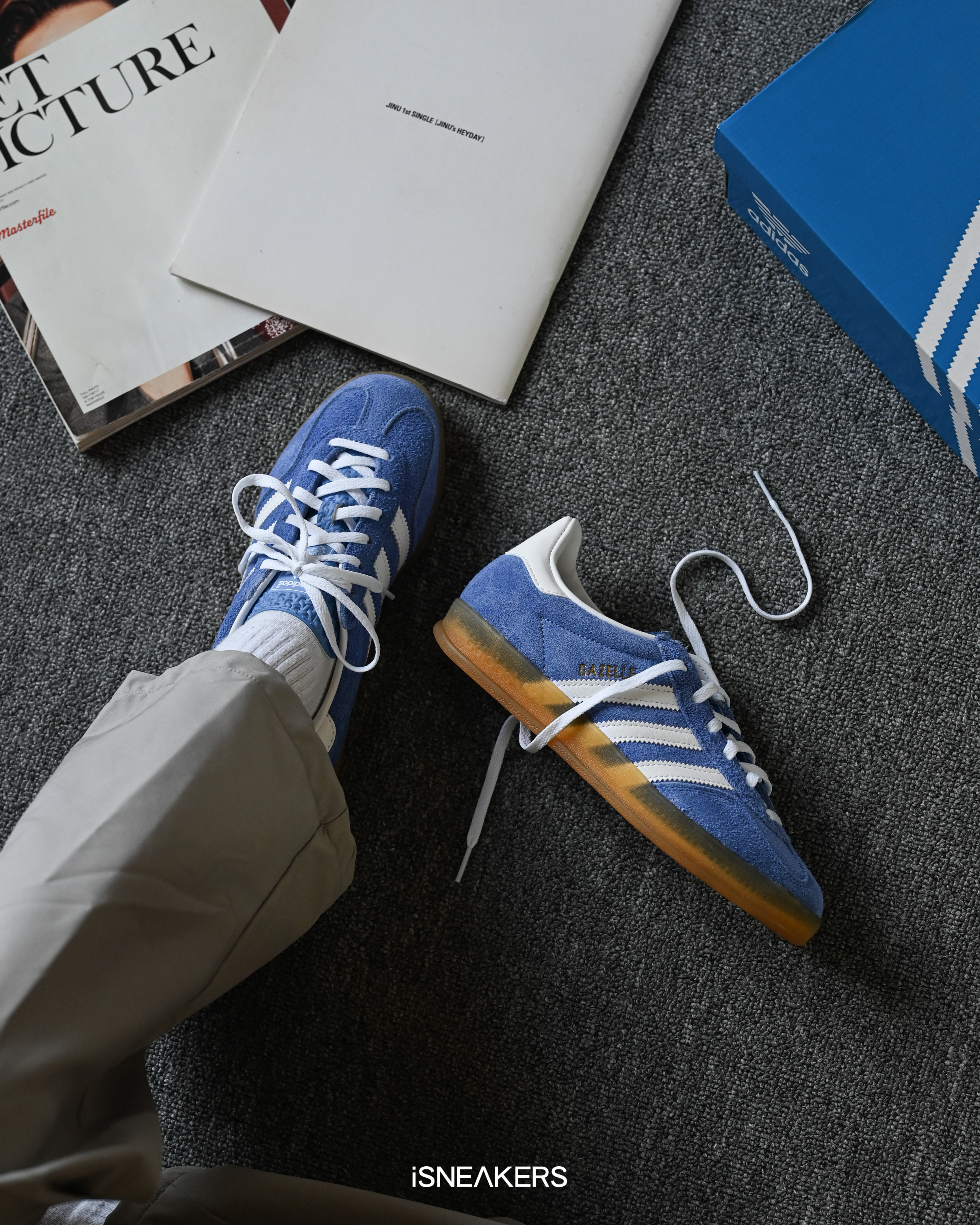 iSNEAKERS｜Adidas Originals Gazelle Indoor "Blue Fusion" 麂皮復古藍 HQ8717